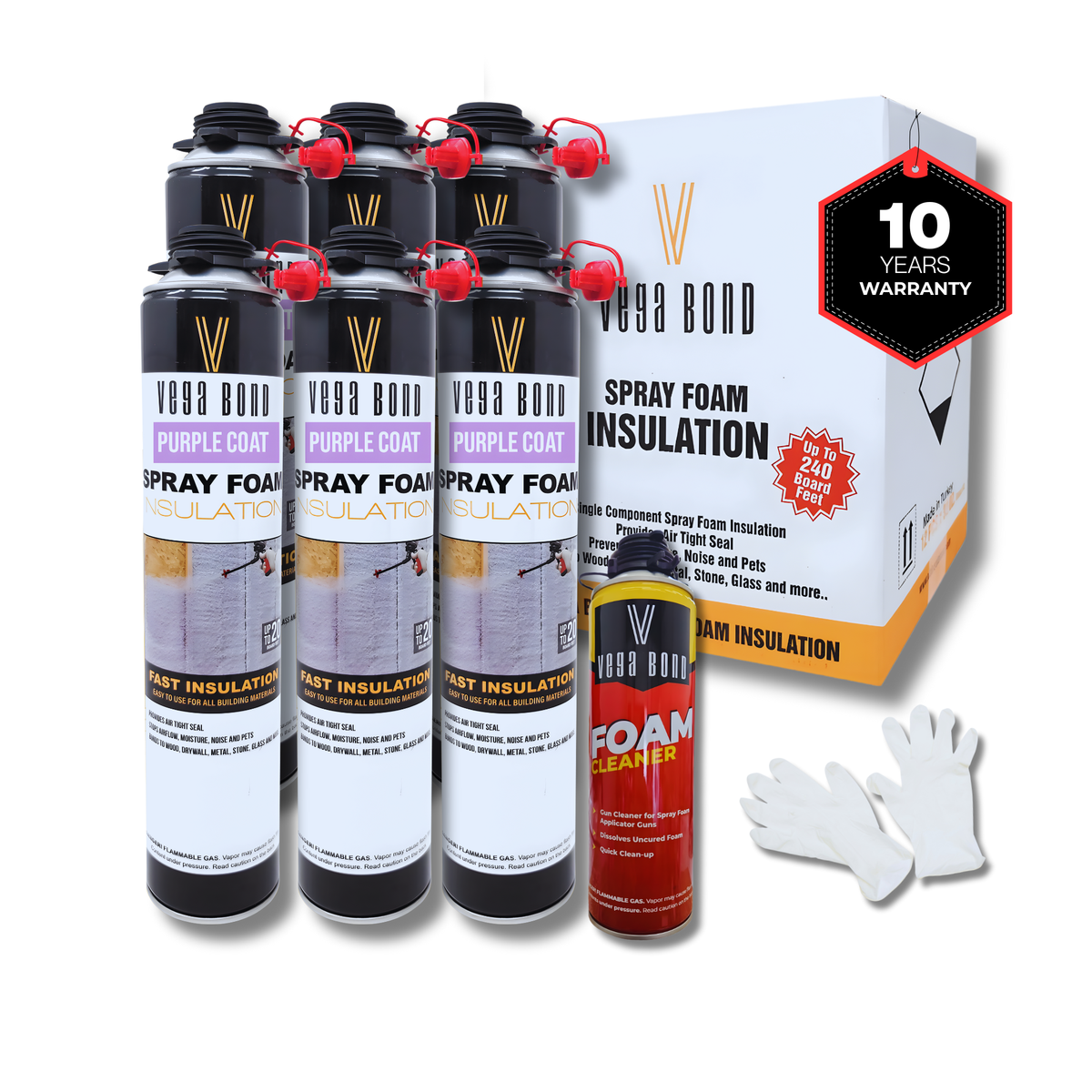 Vega Bond Purplecoat Single Component Closed Cell Spray Foam Insulation Kit (Covers 20 Board Feet Per Can at 1 inch thickness) - Vega Bond