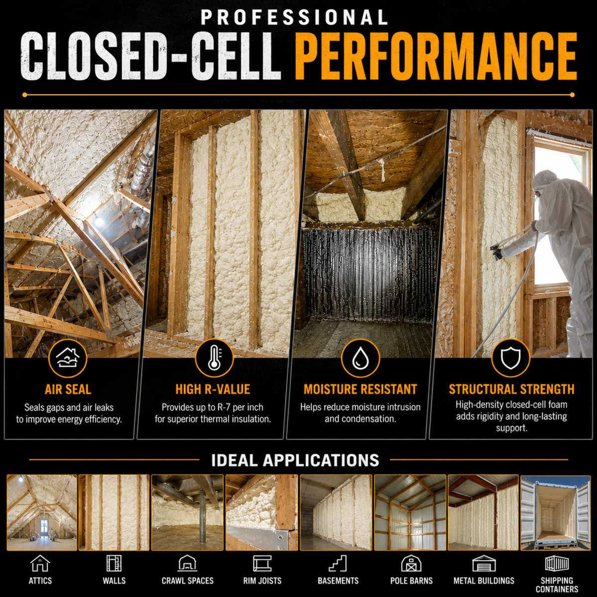 V400 Closed Cell Spray Foam Insulation Kit | 2-Part Expanding Foam | 400 Board Feet Coverage - Vega Bond