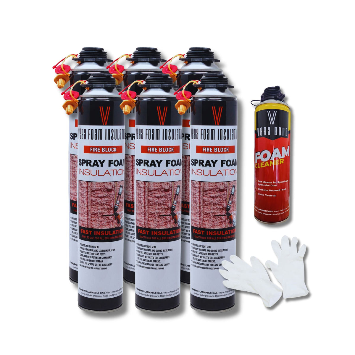 Fire Block Spray Foam Insulation Kit. Closed Cell Foam Thermal and Sound Insulation. Covers up to 20 sqft at 1 inch per Canister. - Vega Bond