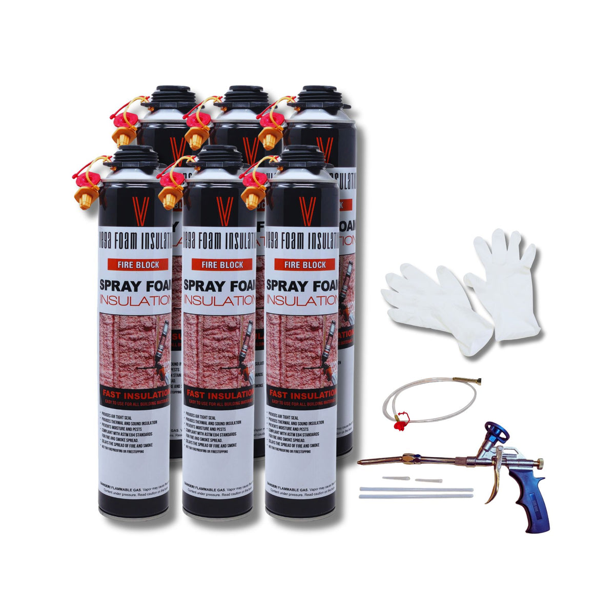 Fire Block Spray Foam Insulation Kit. Closed Cell Foam Thermal and Sound Insulation. Covers up to 20 sqft at 1 inch per Canister. - Vega Bond