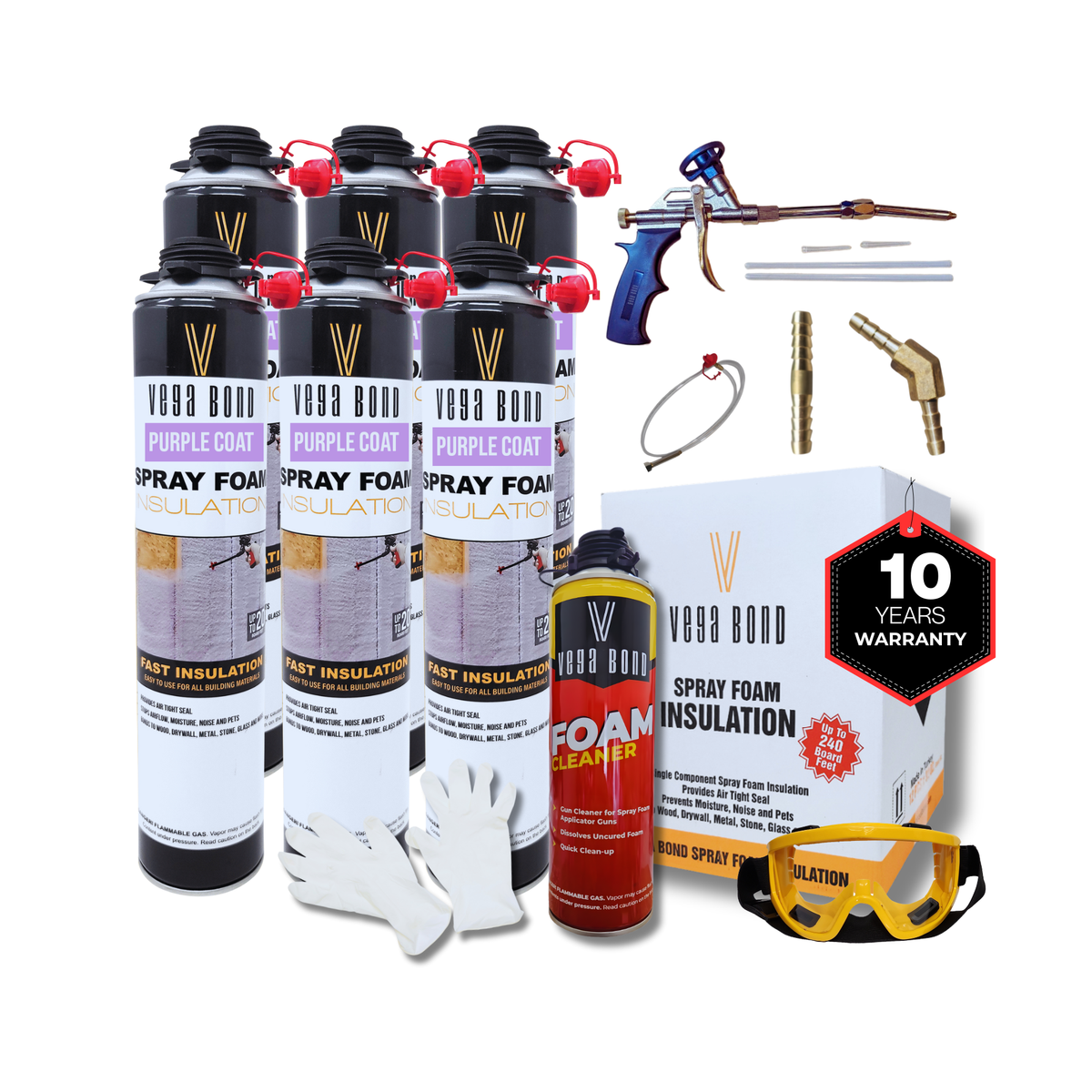 Vega Bond Purplecoat Single Component Closed Cell Spray Foam Insulation Kit (Covers 20 Board Feet Per Can at 1 inch thickness) - Vega Bond