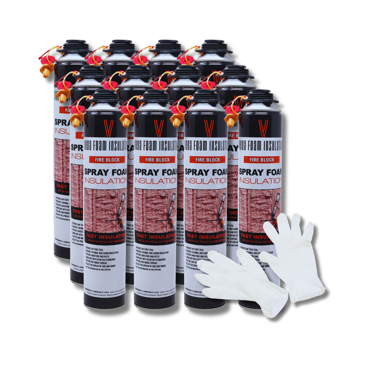 Fire Block Spray Foam Insulation Kit. Closed Cell Foam Thermal and Sound Insulation. Covers up to 20 sqft at 1 inch per Canister. - Vega Bond