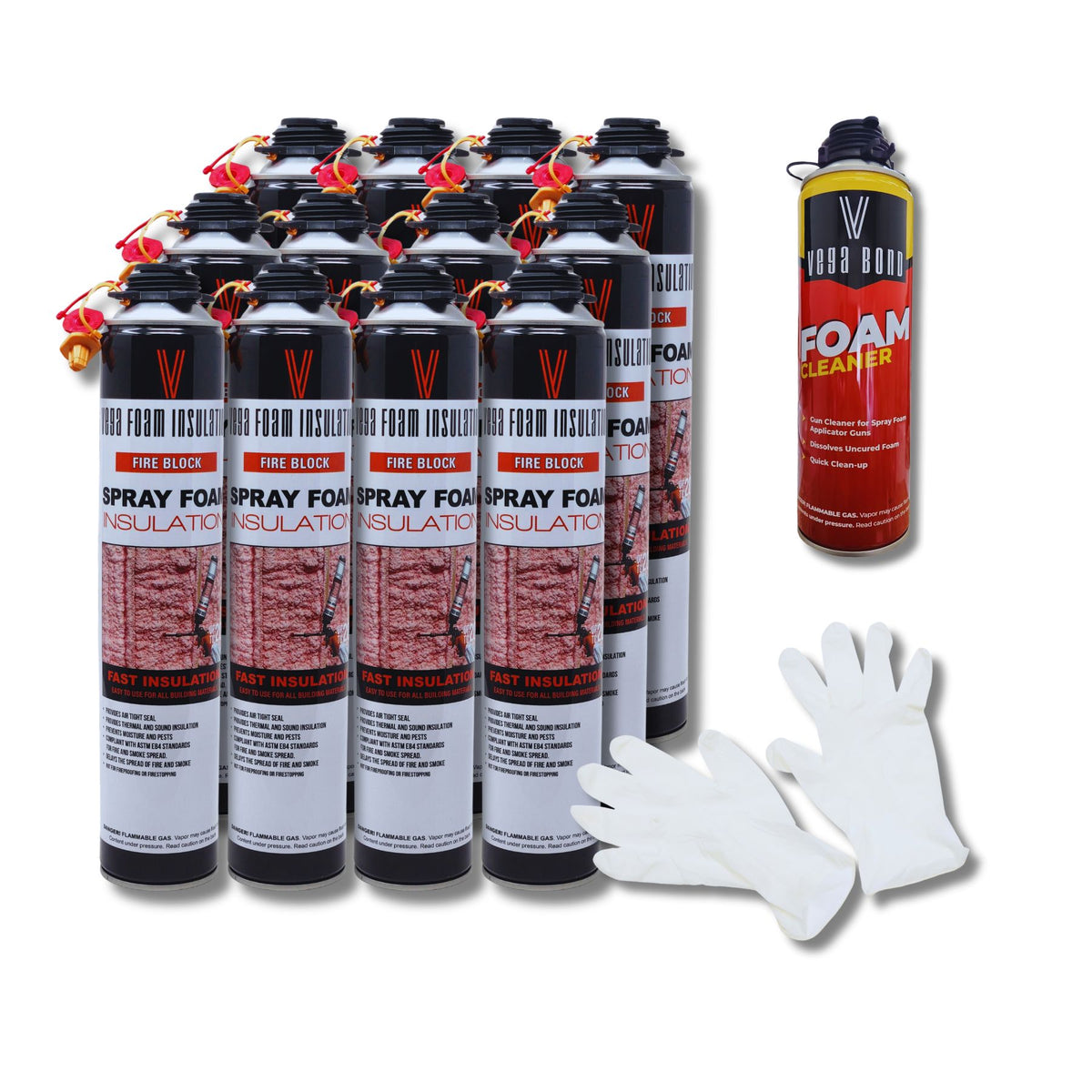 Fire Block Spray Foam Insulation Kit. Closed Cell Foam Thermal and Sound Insulation. Covers up to 20 sqft at 1 inch per Canister. - Vega Bond