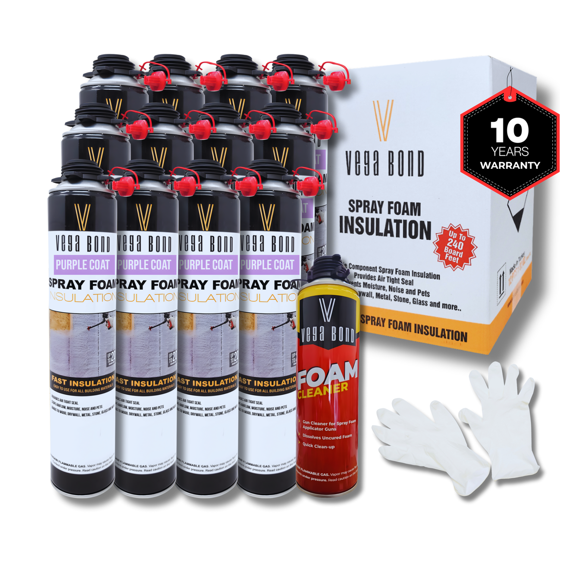 Vega Bond Purplecoat Single Component Closed Cell Spray Foam Insulation Kit (Covers 20 Board Feet Per Can at 1 inch thickness) - Vega Bond