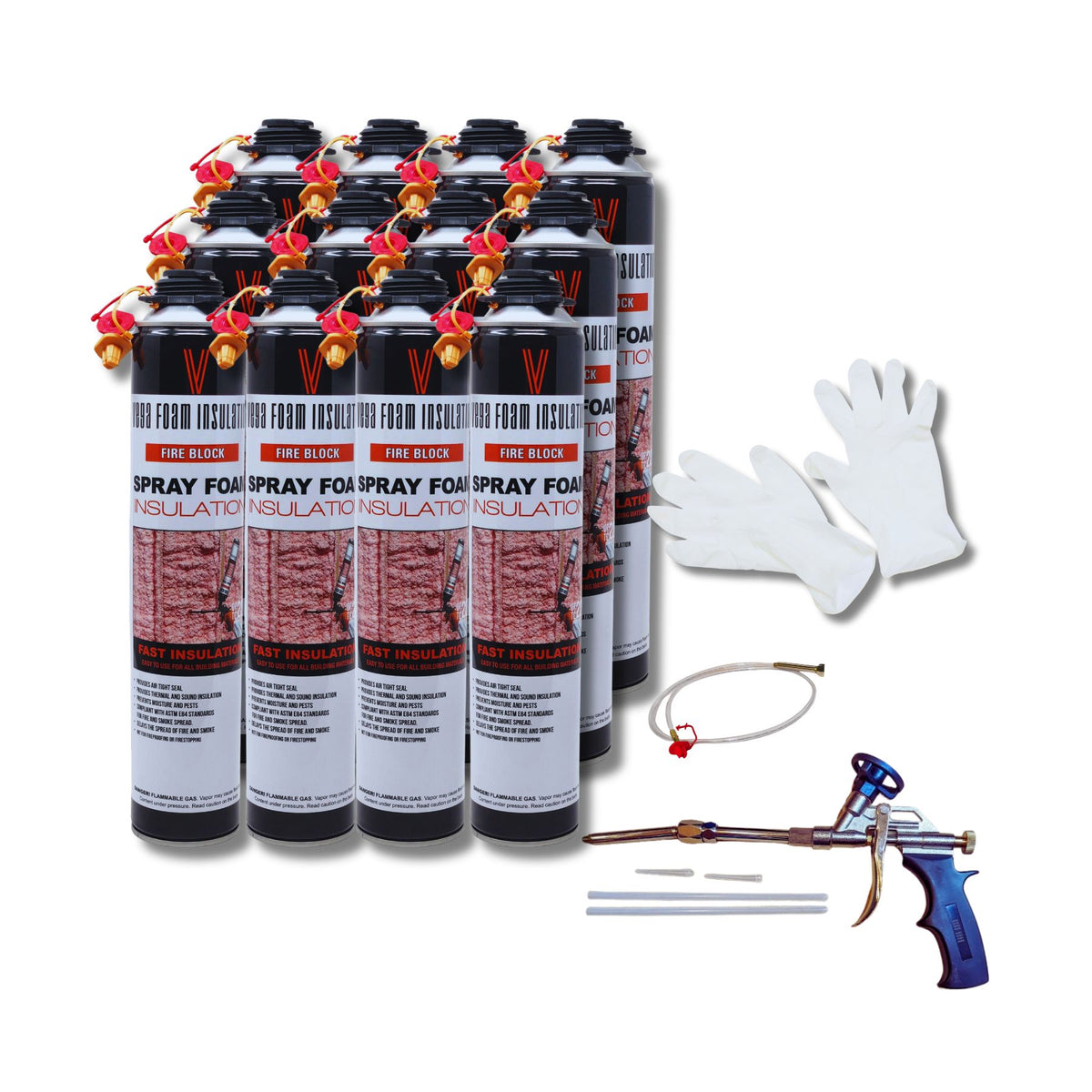 Fire Block Spray Foam Insulation Kit. Closed Cell Foam Thermal and Sound Insulation. Covers up to 20 sqft at 1 inch per Canister. - Vega Bond
