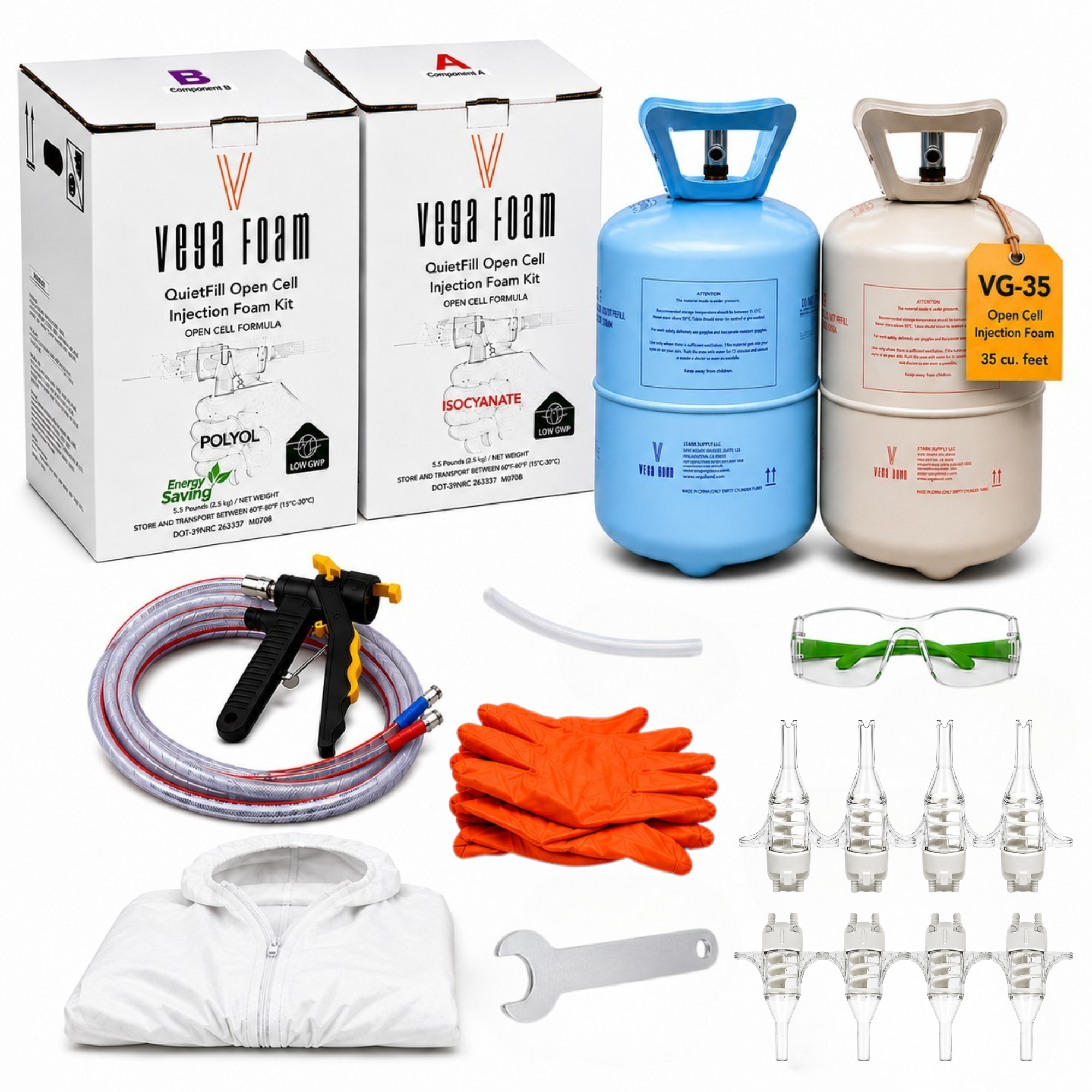 Vega Bond Open-Cell Injection Foam Insulation Kit – Slow-Rise Retrofit Wall Cavity Foam for Existing Walls