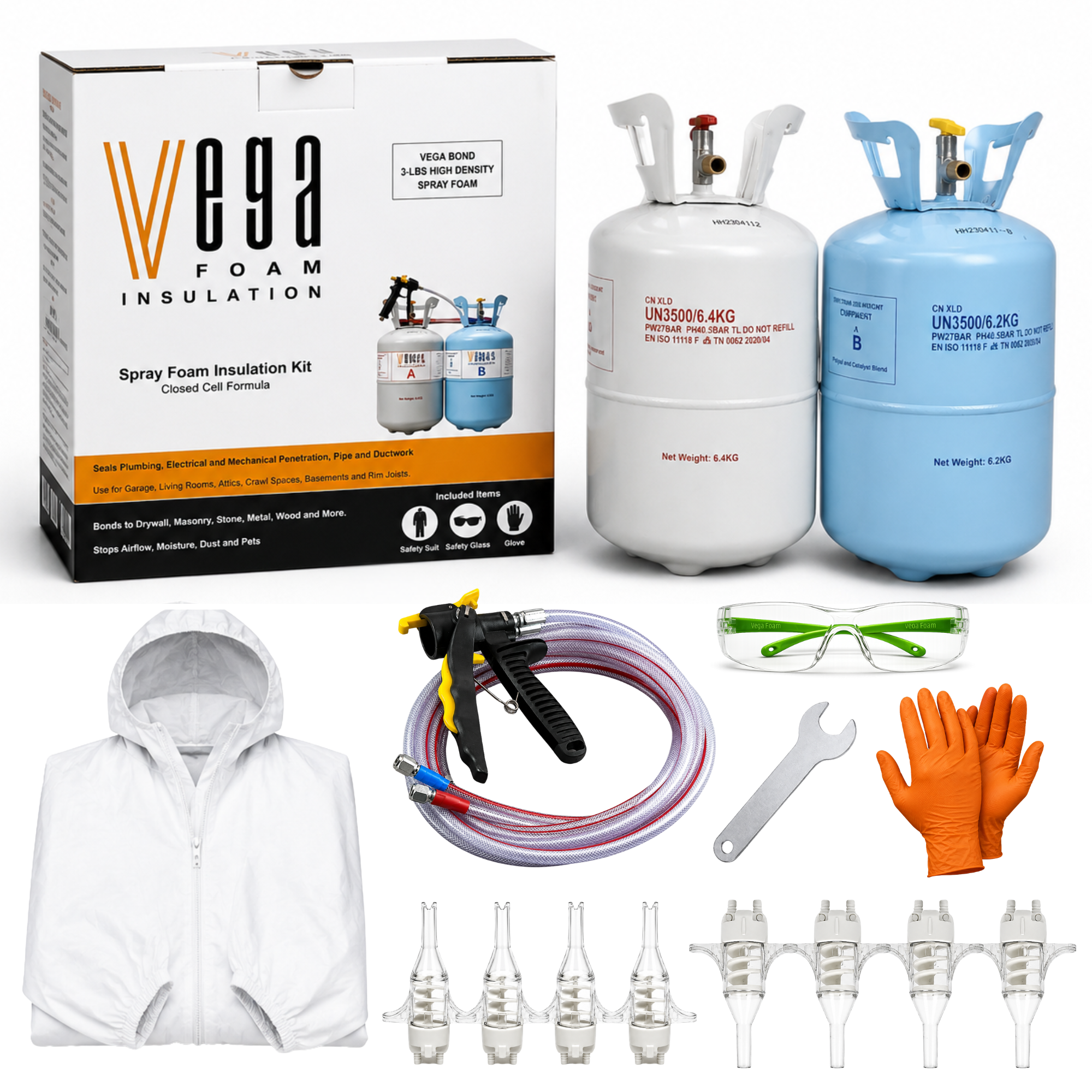 Vega Bond 3-lbs High Density 2 part Spray Foam Insulation Heavy Duty Covers 130 SF at 1 inch