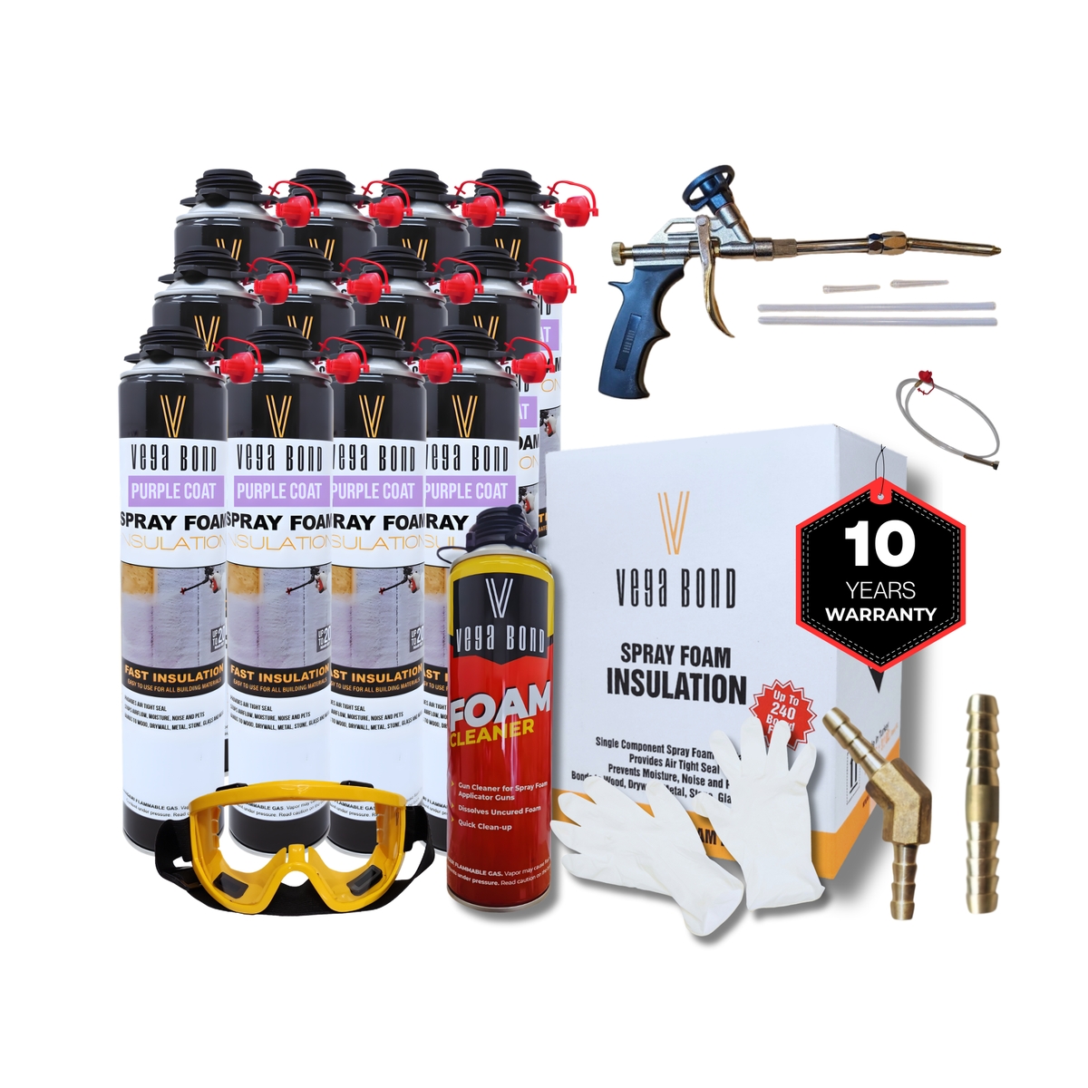 Vega Bond Purplecoat Single Component Closed Cell Spray Foam Insulation Kit (Covers 20 Board Feet Per Can at 1 inch thickness) - Vega Bond