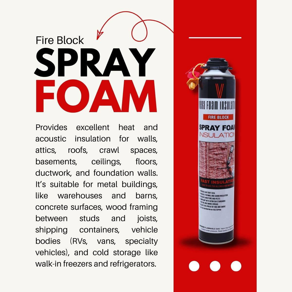 Fire Block Spray Foam Insulation Kit. Closed Cell Foam Thermal and Sound Insulation. Covers up to 20 sqft at 1 inch per Canister. - Vega Bond