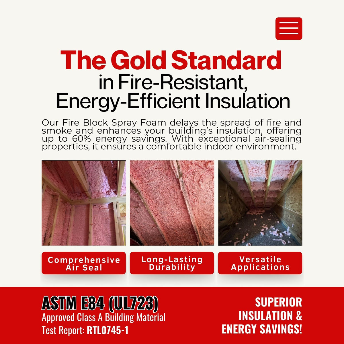 Fire Block Spray Foam Insulation Kit. Closed Cell Foam Thermal and Sound Insulation. Covers up to 20 sqft at 1 inch per Canister. - Vega Bond