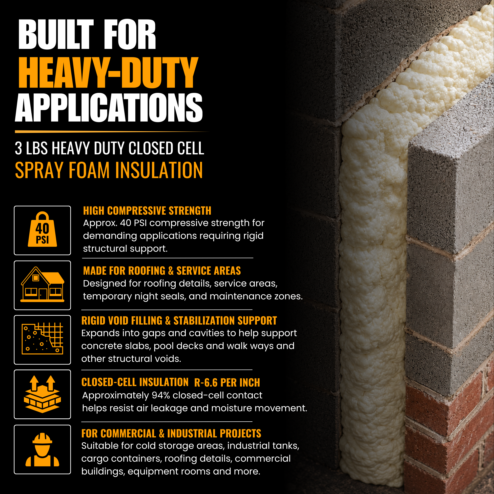 Vega Bond 3-lbs High Density 2 part Spray Foam Insulation Heavy Duty Covers 130 SF at 1 inch