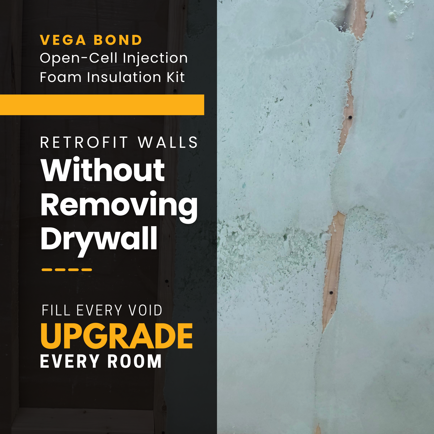 Open-Cell Injection Foam Kit – Retrofit Wall Cavity Insulation (35 cu.ft., Slow-Rise, Green Foam)