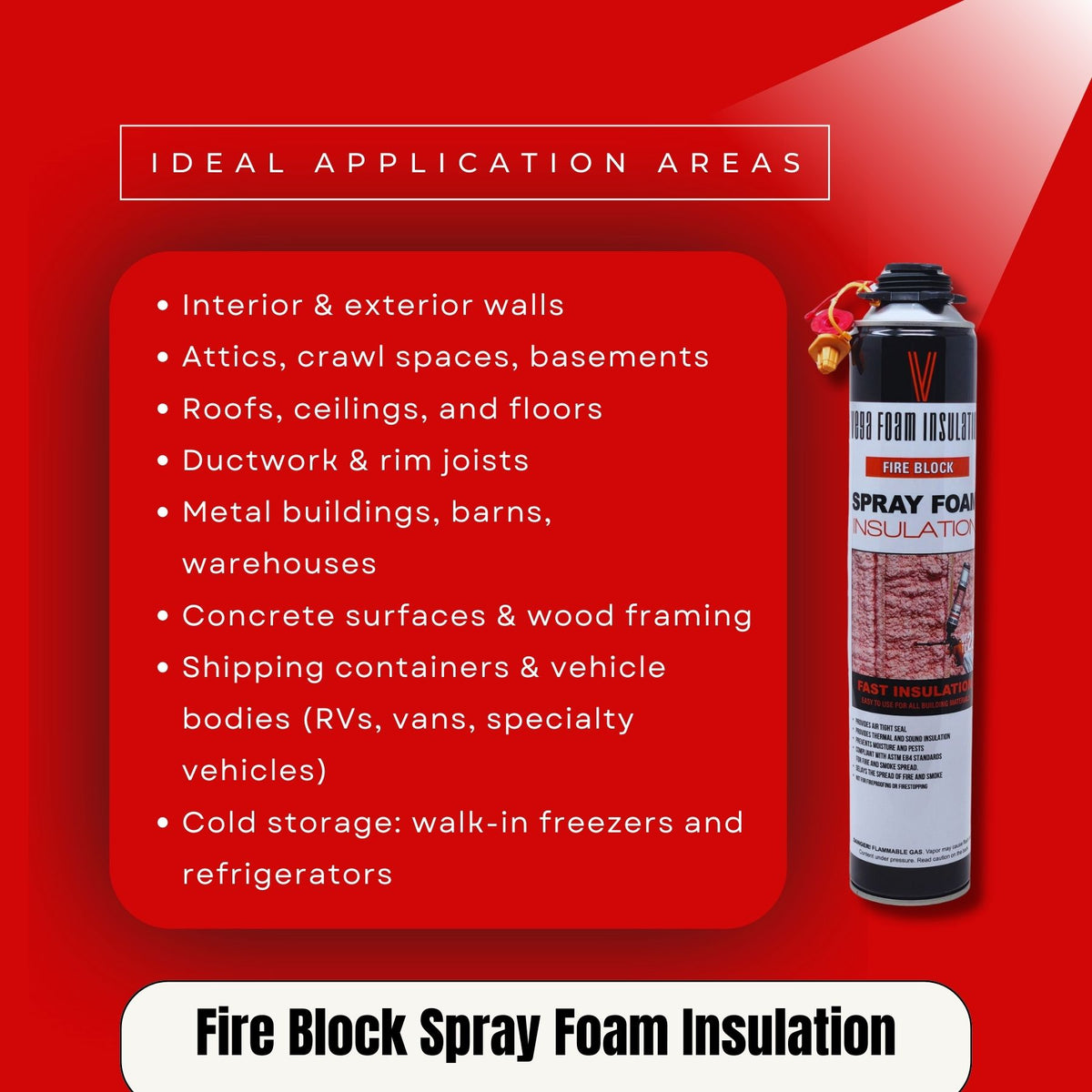 Fire Block Spray Foam Insulation Kit. Closed Cell Foam Thermal and Sound Insulation. Covers up to 20 sqft at 1 inch per Canister. - Vega Bond
