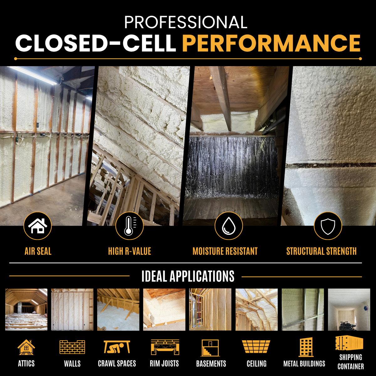 V400 Closed Cell Spray Foam Insulation Kit | 2-Part Expanding Foam | 400 Board Feet Coverage - Vega Bond
