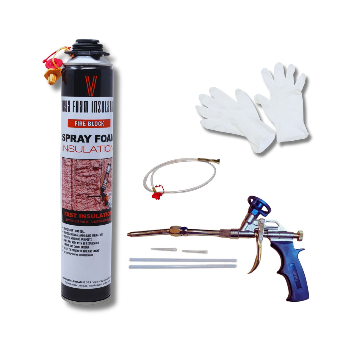 Fire Block Spray Foam Insulation Kit. Closed Cell Foam Thermal and Sound Insulation. Covers up to 20 sqft at 1 inch per Canister. - Vega Bond