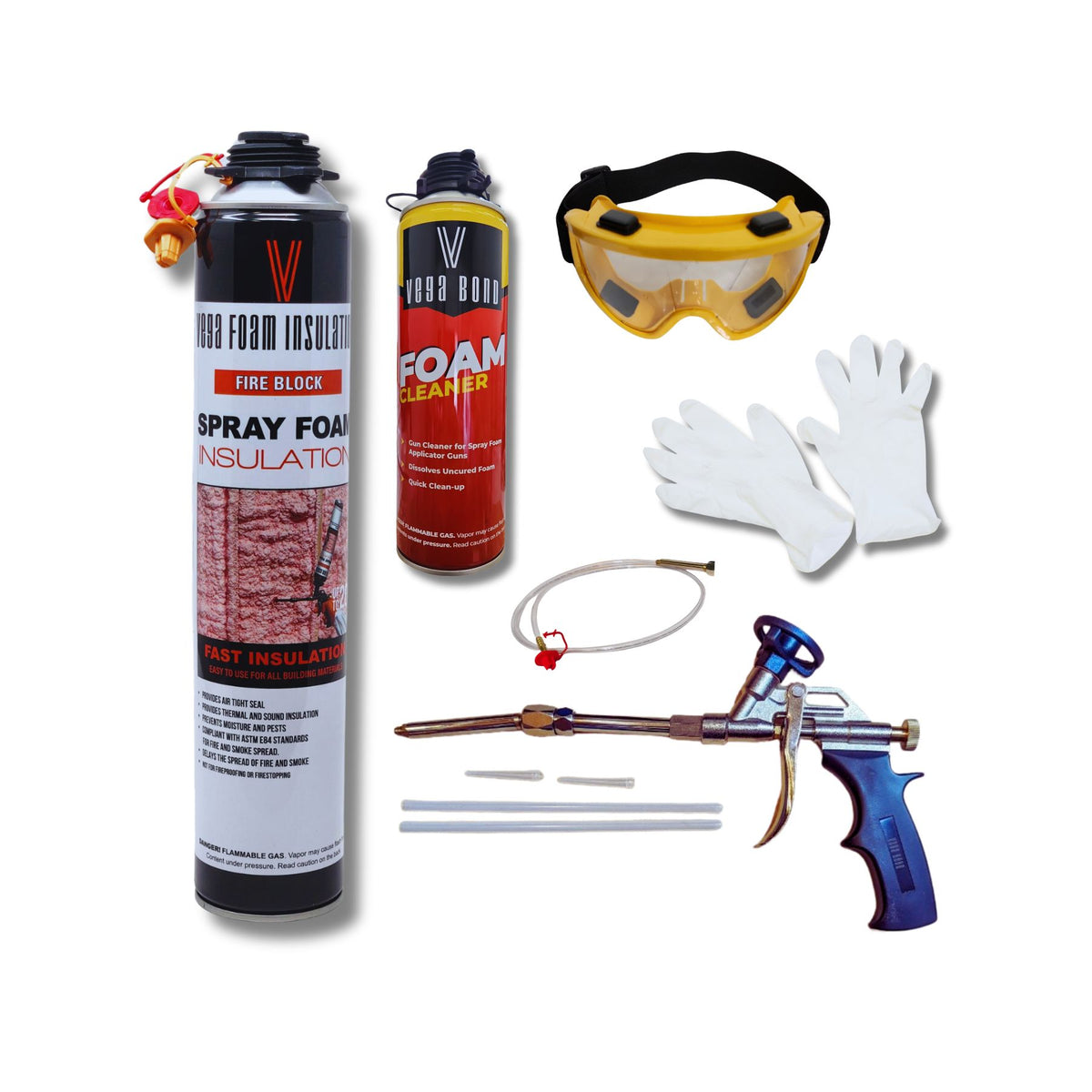 Fire Block Spray Foam Insulation Kit. Closed Cell Foam Thermal and Sound Insulation. Covers up to 20 sqft at 1 inch per Canister. - Vega Bond