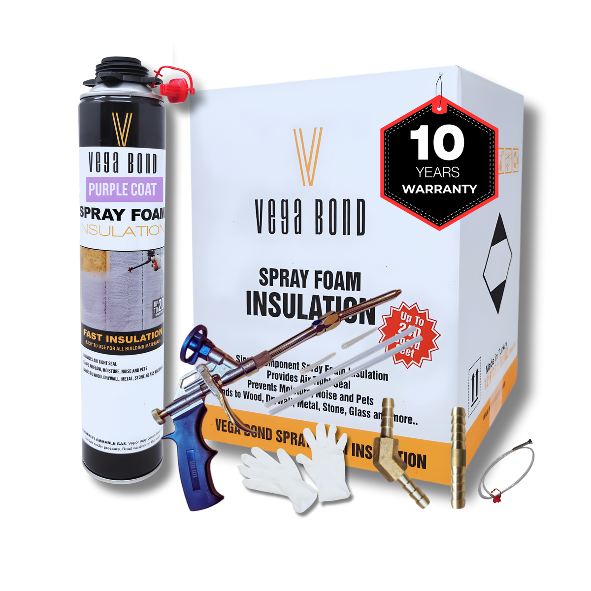 Vega Bond Purplecoat Single Component Closed Cell Spray Foam Insulation Kit (Covers 20 Board Feet Per Can at 1 inch thickness) - Vega Bond