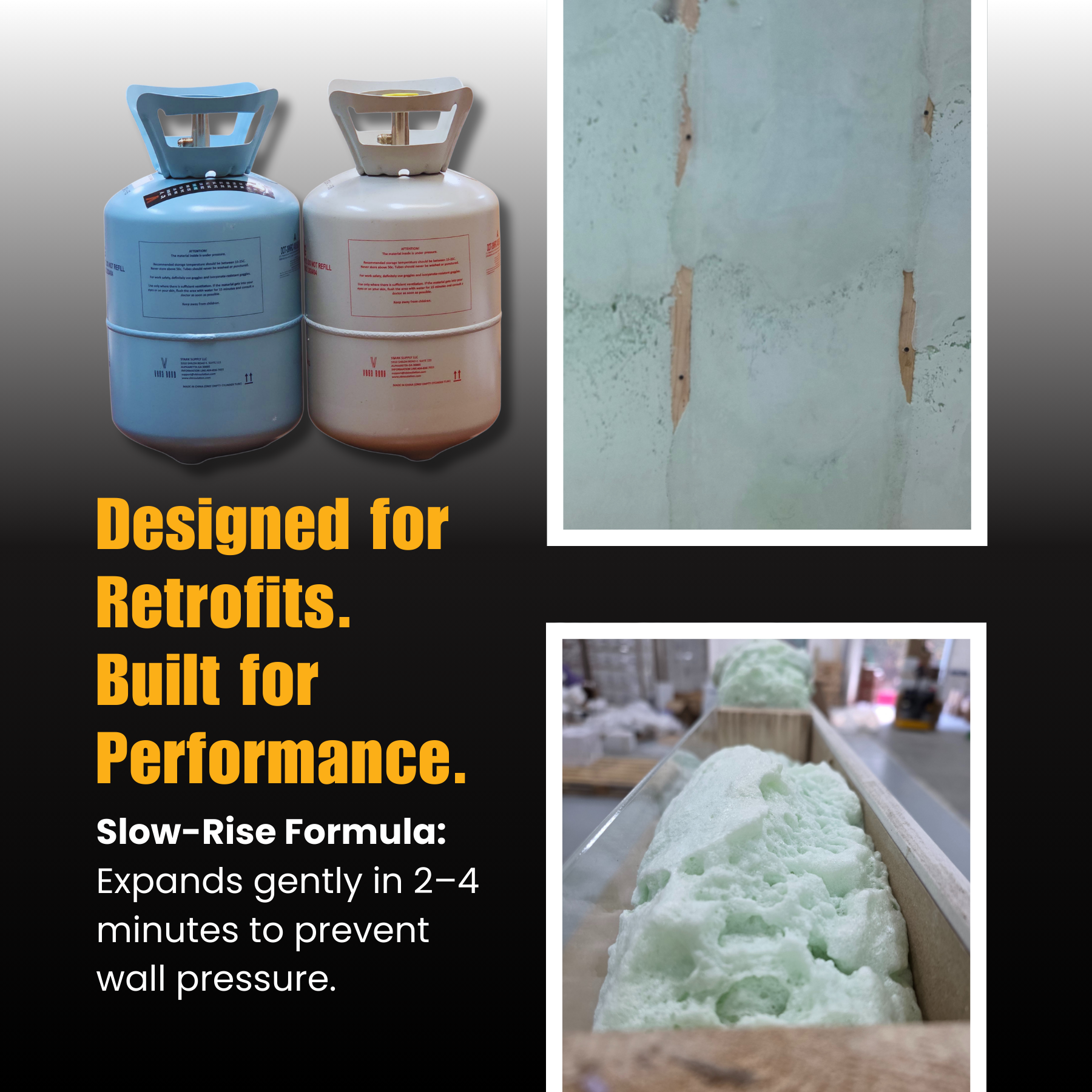 Open-Cell Injection Foam Kit – Retrofit Wall Cavity Insulation (35 cu.ft., Slow-Rise, Green Foam)