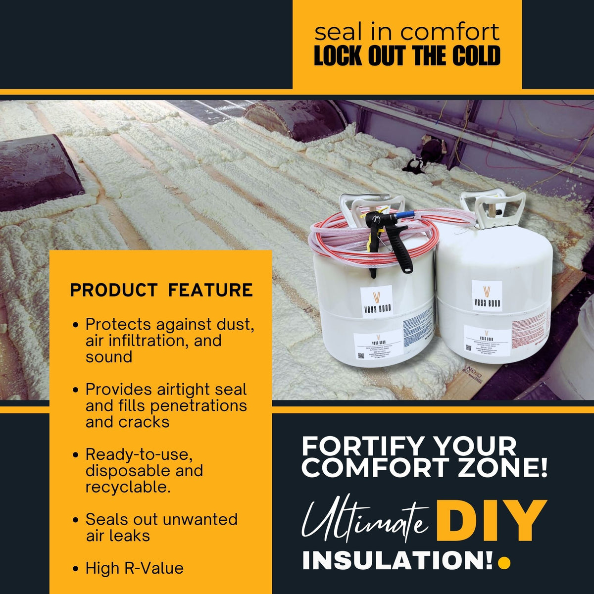 Vega Bond V600 Closed Cell Spray Foam Fast Rise 600 Board Feet Kit - Vega Bond