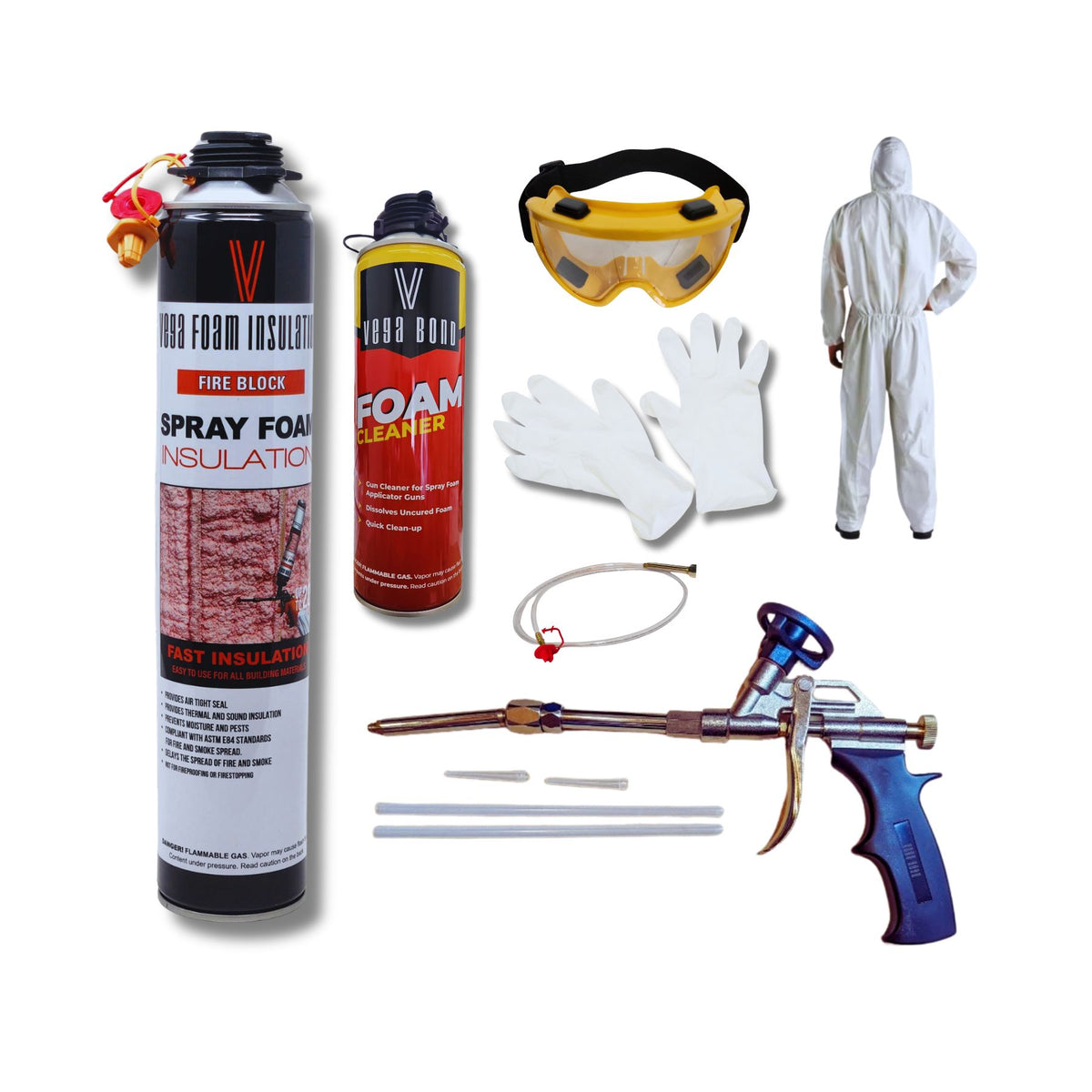 Fire Block Spray Foam Insulation Kit. Closed Cell Foam Thermal and Sound Insulation. Covers up to 20 sqft at 1 inch per Canister. - Vega Bond