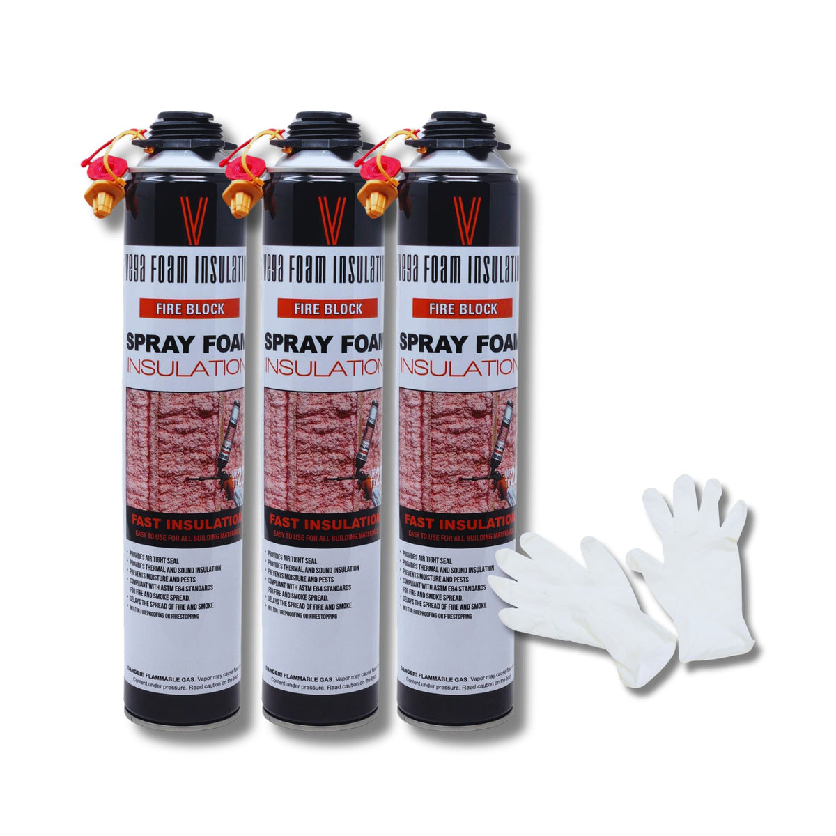 Fire Block Spray Foam Insulation Kit. Closed Cell Foam Thermal and Sound Insulation. Covers up to 20 sqft at 1 inch per Canister. - Vega Bond