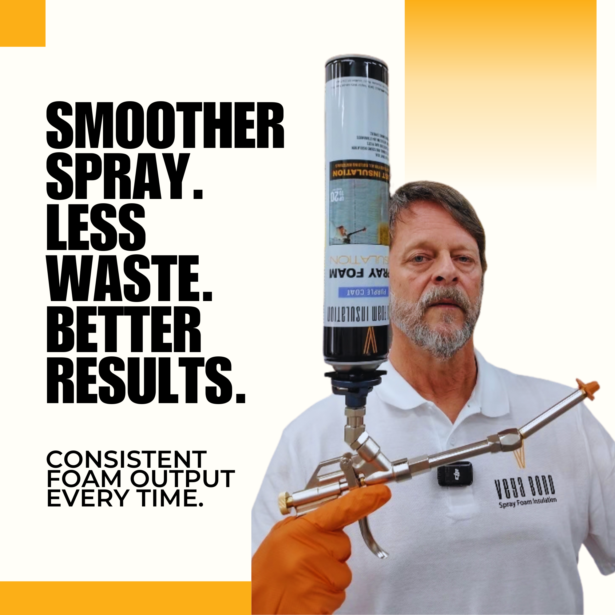 VEGA BOND VGC Pro Overhead Spray Foam Gun – 360° Rotating 30° Angled Tip