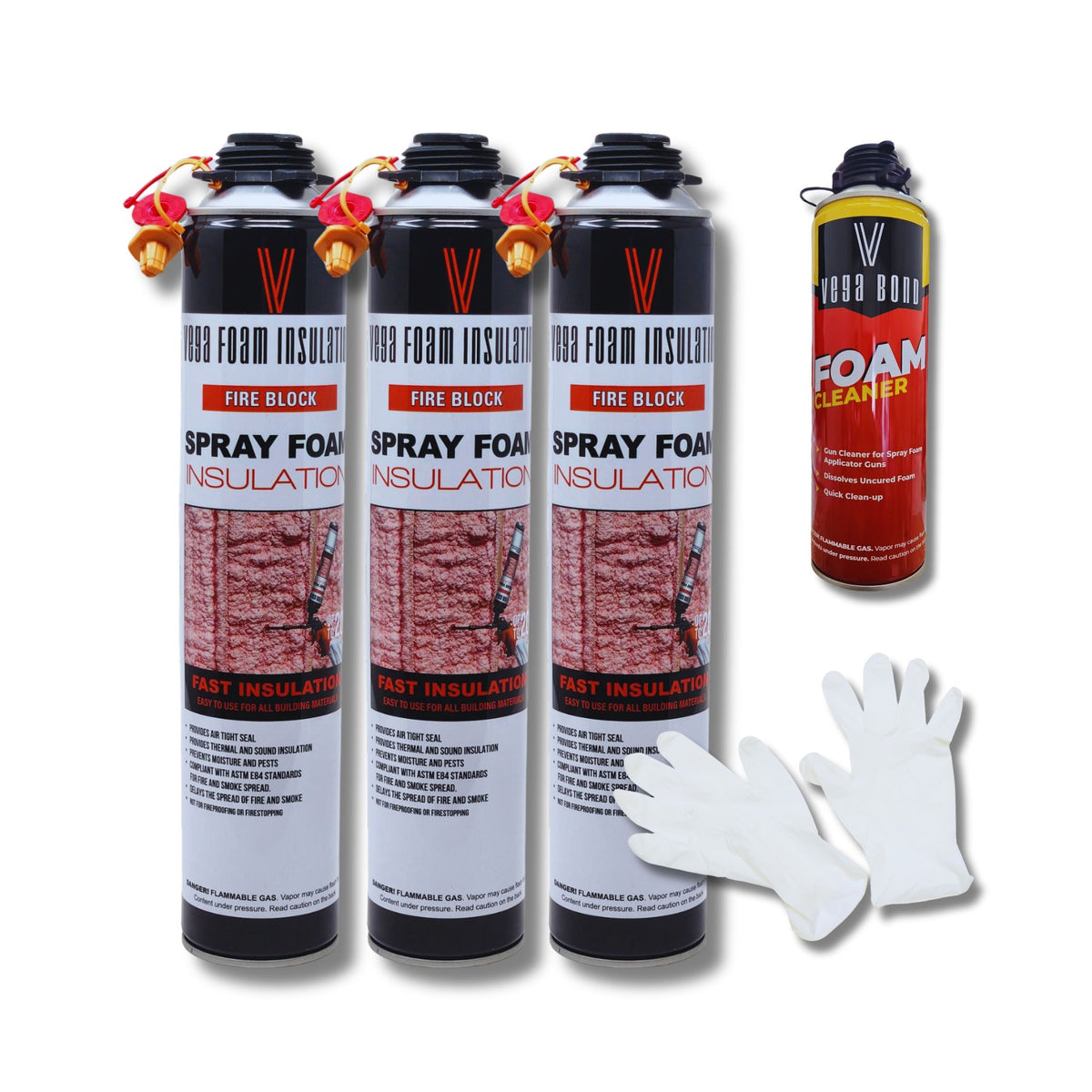 Fire Block Spray Foam Insulation Kit. Closed Cell Foam Thermal and Sound Insulation. Covers up to 20 sqft at 1 inch per Canister. - Vega Bond