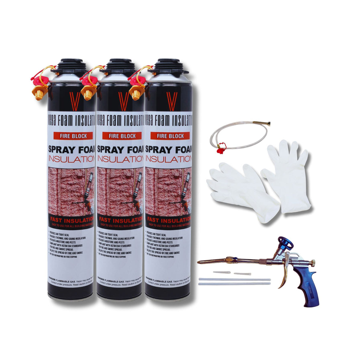 Fire Block Spray Foam Insulation Kit. Closed Cell Foam Thermal and Sound Insulation. Covers up to 20 sqft at 1 inch per Canister. - Vega Bond