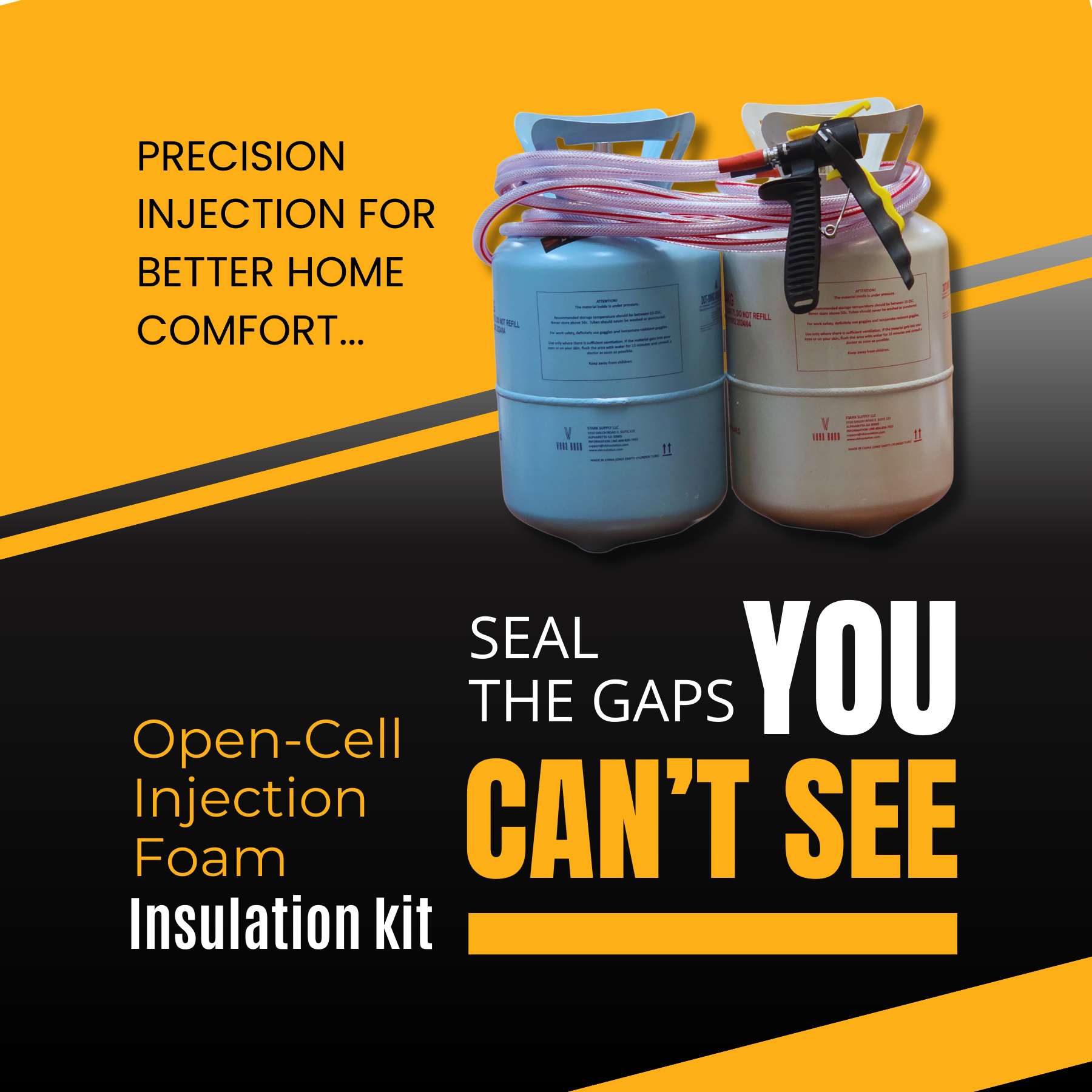 Open-Cell Injection Foam Kit – Retrofit Wall Cavity Insulation (35 cu.ft., Slow-Rise, Green Foam)
