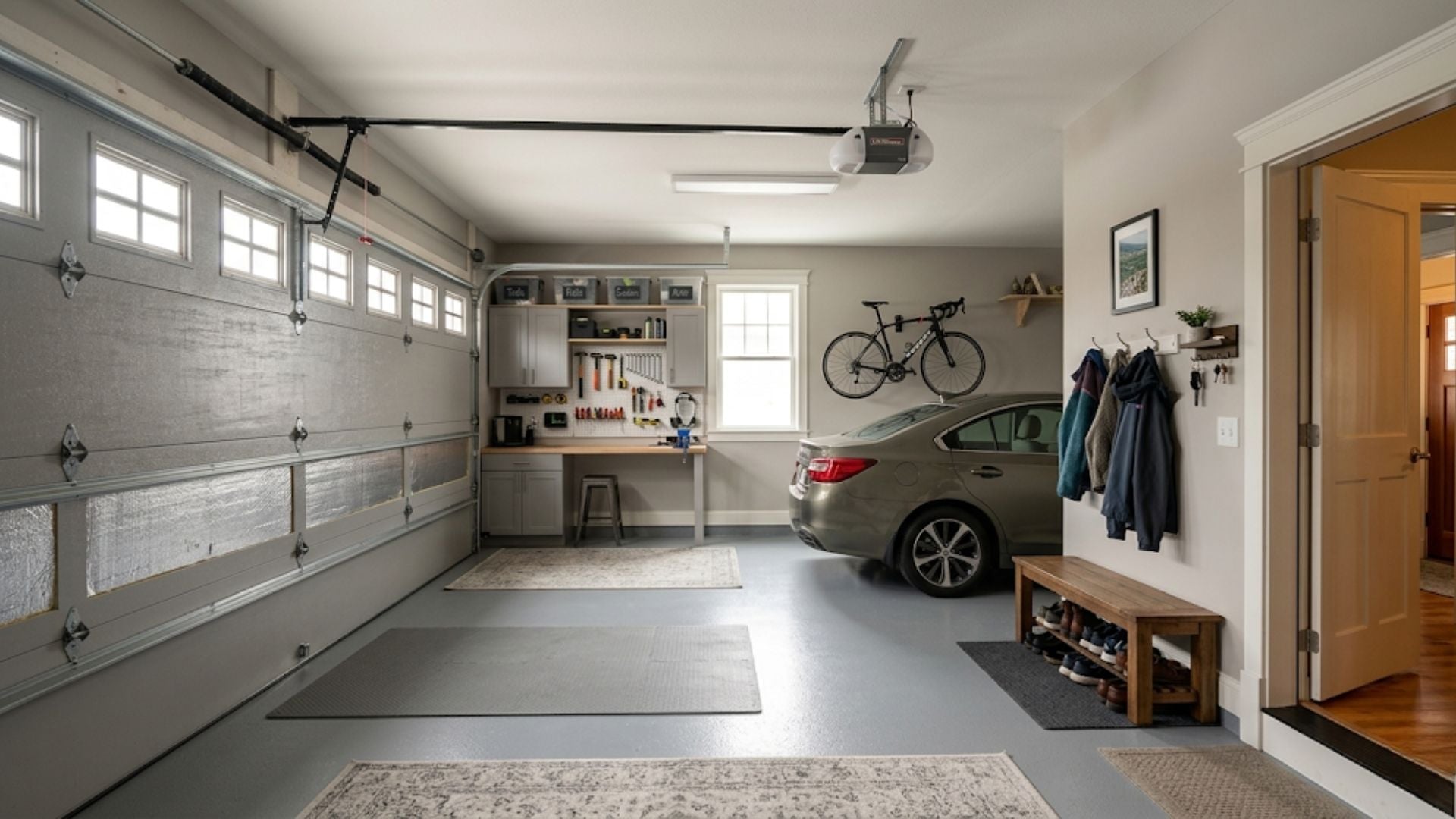 Insulated garage door on attached home