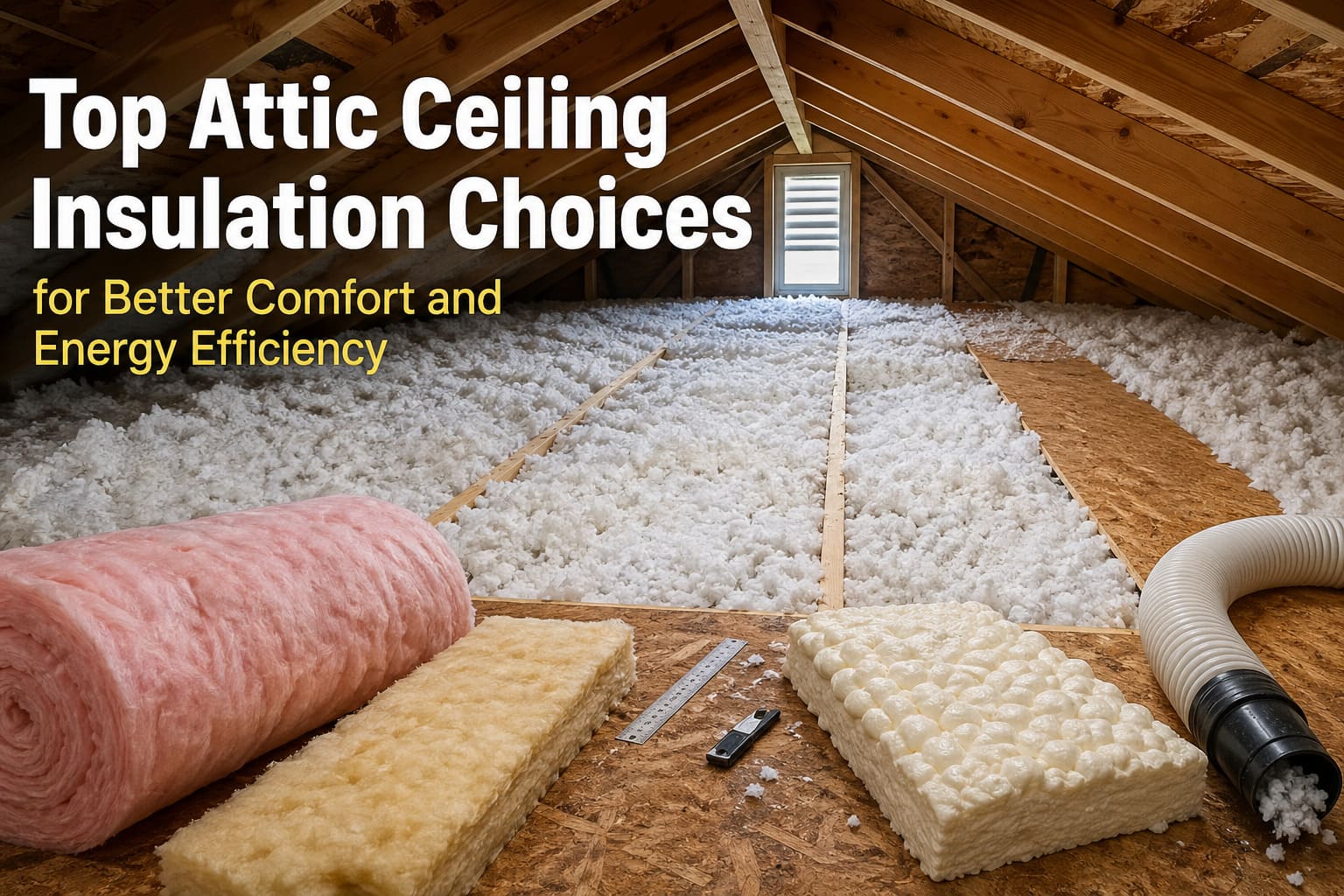 Attic with multiple insulation options for energy efficiency