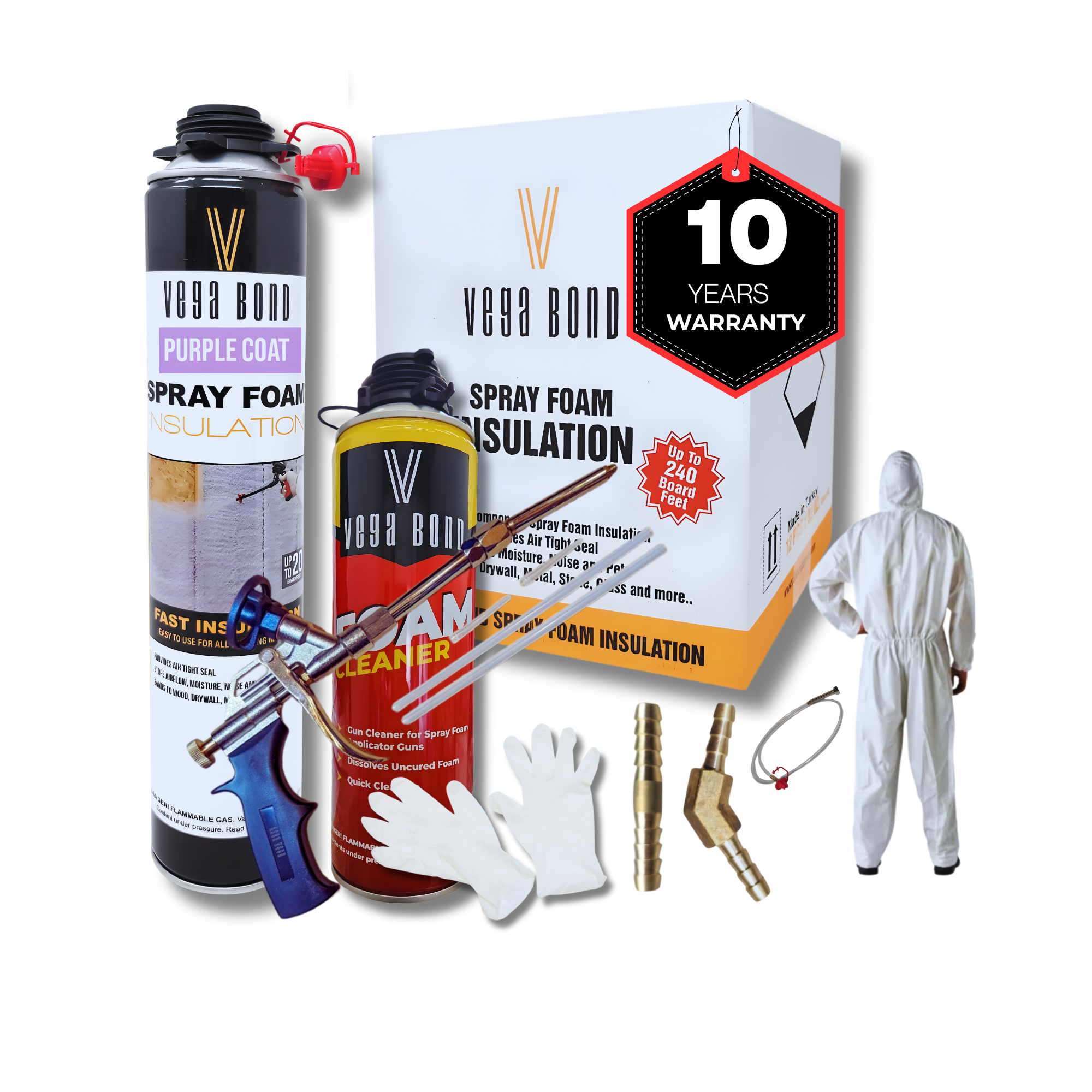 Vega Bond Purplecoat Single Component Closed Cell Spray Foam Insulation Kit (Covers 20 Board Feet Per Can at 1 inch thickness)