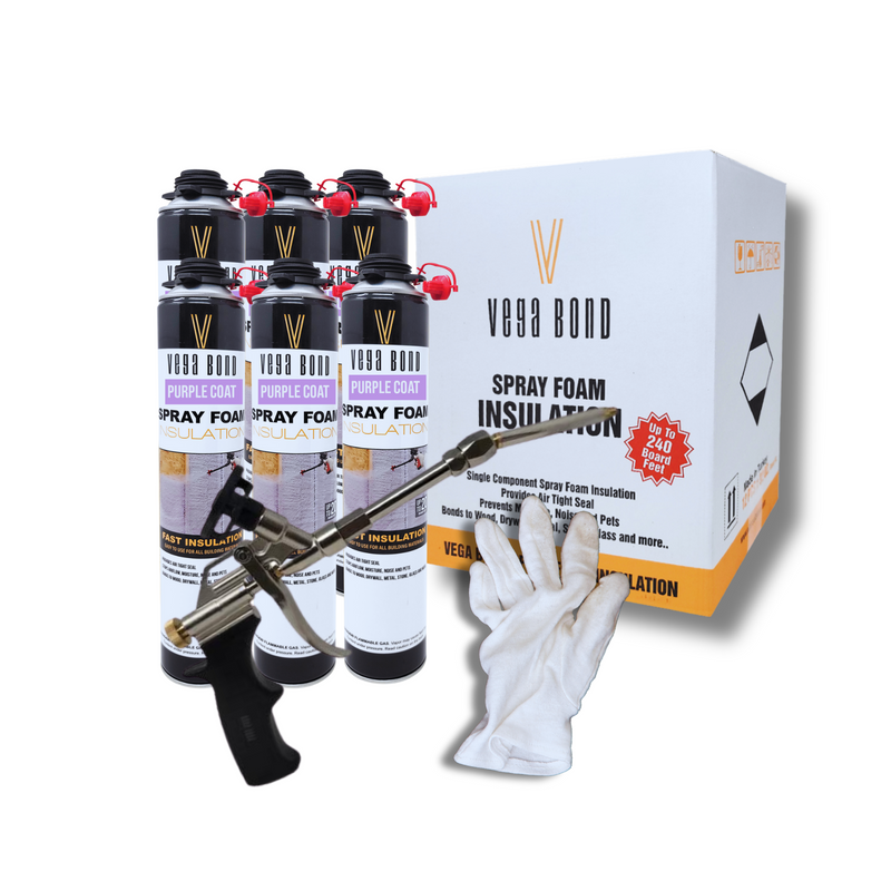 Vega Bond Purplecoat Single Component Closed Cell Spray Foam Insulation Kit (Covers 20 Board Feet Per Can at 1 inch thickness)