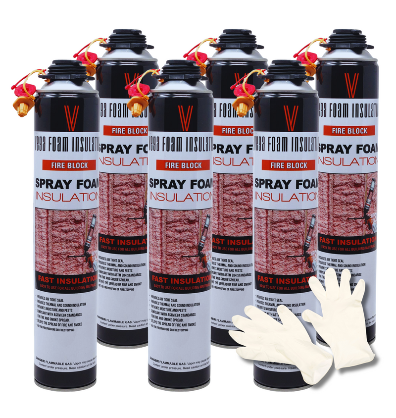 Fire Block Spray Foam Insulation Kit. Closed Cell Foam Thermal and Sound Insulation. Covers up to 20 sqft at 1 inch per Canister.