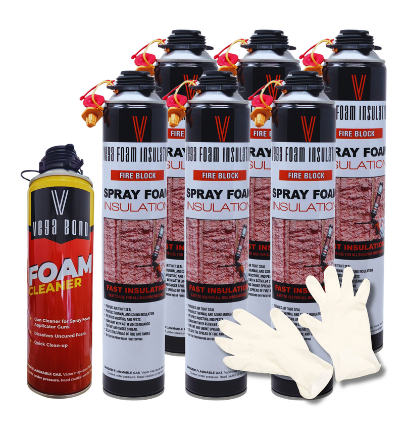 Fire Block Spray Foam Insulation Kit. Closed Cell Foam Thermal and Sound Insulation. Covers up to 20 sqft at 1 inch per Canister.