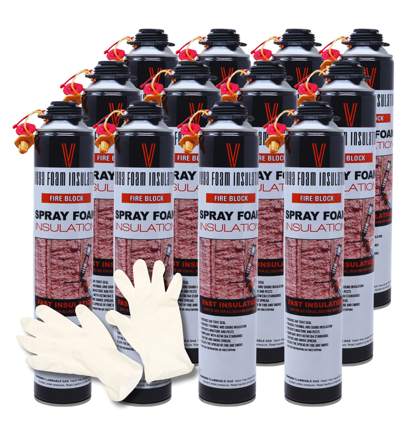 Fire Block Spray Foam Insulation Kit. Closed Cell Foam Thermal and Sound Insulation. Covers up to 20 sqft at 1 inch per Canister.