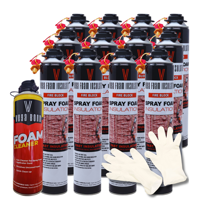 Fire Block Spray Foam Insulation Kit. Closed Cell Foam Thermal and Sound Insulation. Covers up to 20 sqft at 1 inch per Canister.