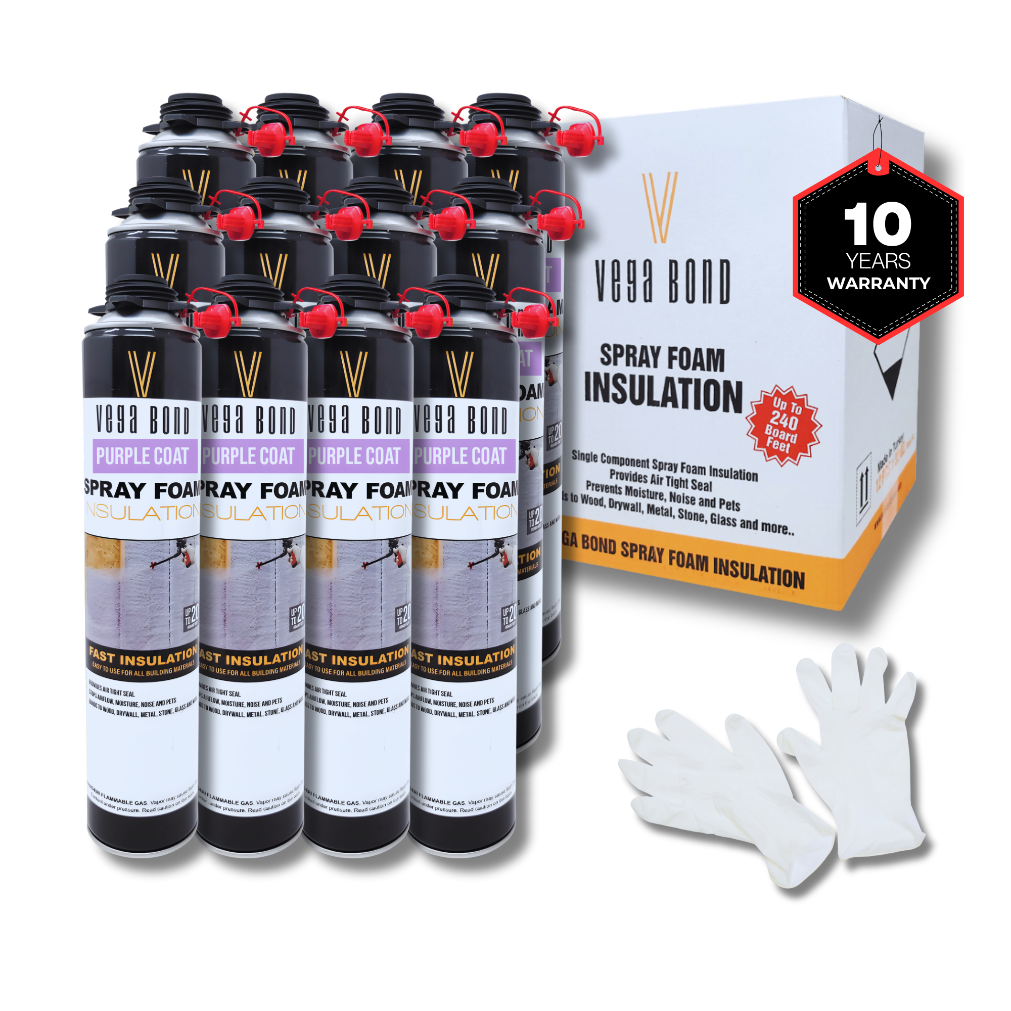 Vega Bond Purplecoat Single Component Closed Cell Spray Foam Insulation Kit (Covers 20 Board Feet Per Can at 1 inch thickness)