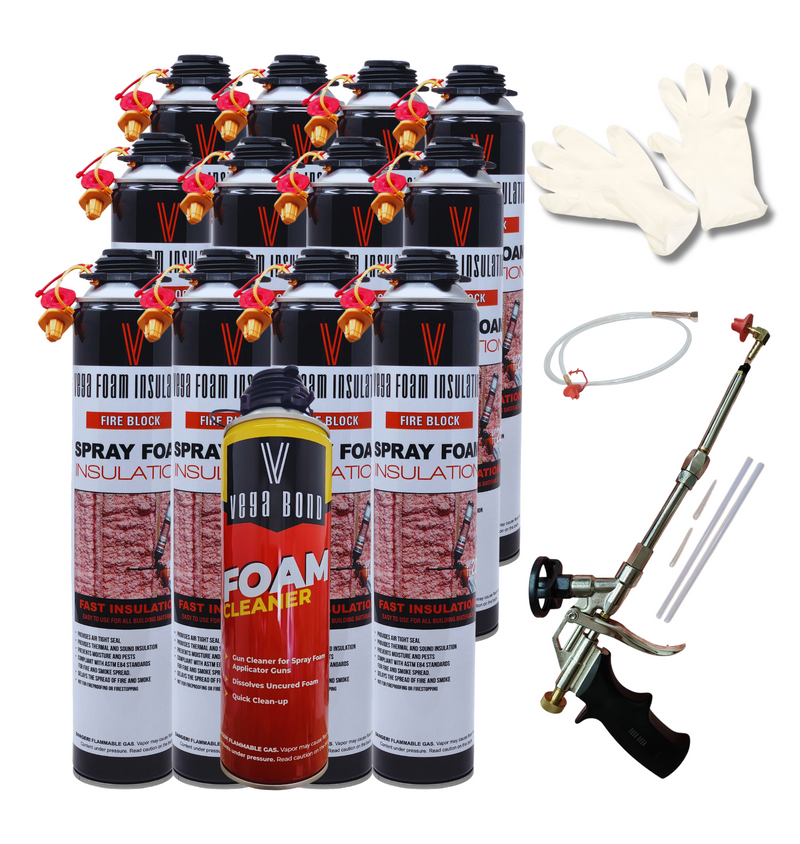 Fire Block Spray Foam Insulation Kit. Closed Cell Foam Thermal and Sound Insulation. Covers up to 20 sqft at 1 inch per Canister.