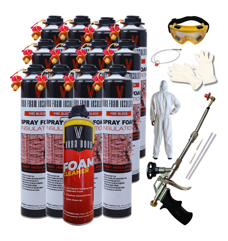 Fire Block Spray Foam Insulation Kit. Closed Cell Foam Thermal and Sound Insulation. Covers up to 20 sqft at 1 inch per Canister.