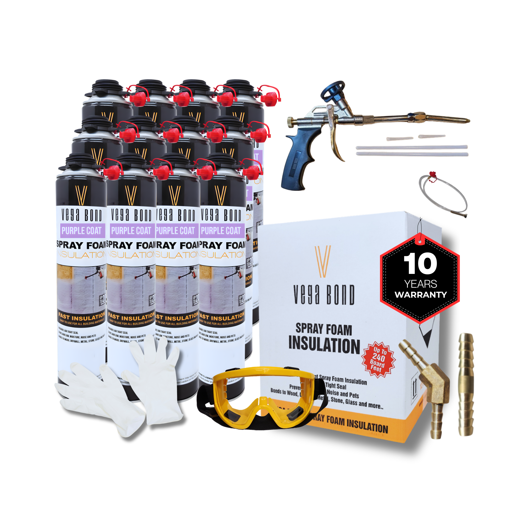 Vega Bond Purplecoat Single Component Closed Cell Spray Foam Insulation Kit (Covers 20 Board Feet Per Can at 1 inch thickness)