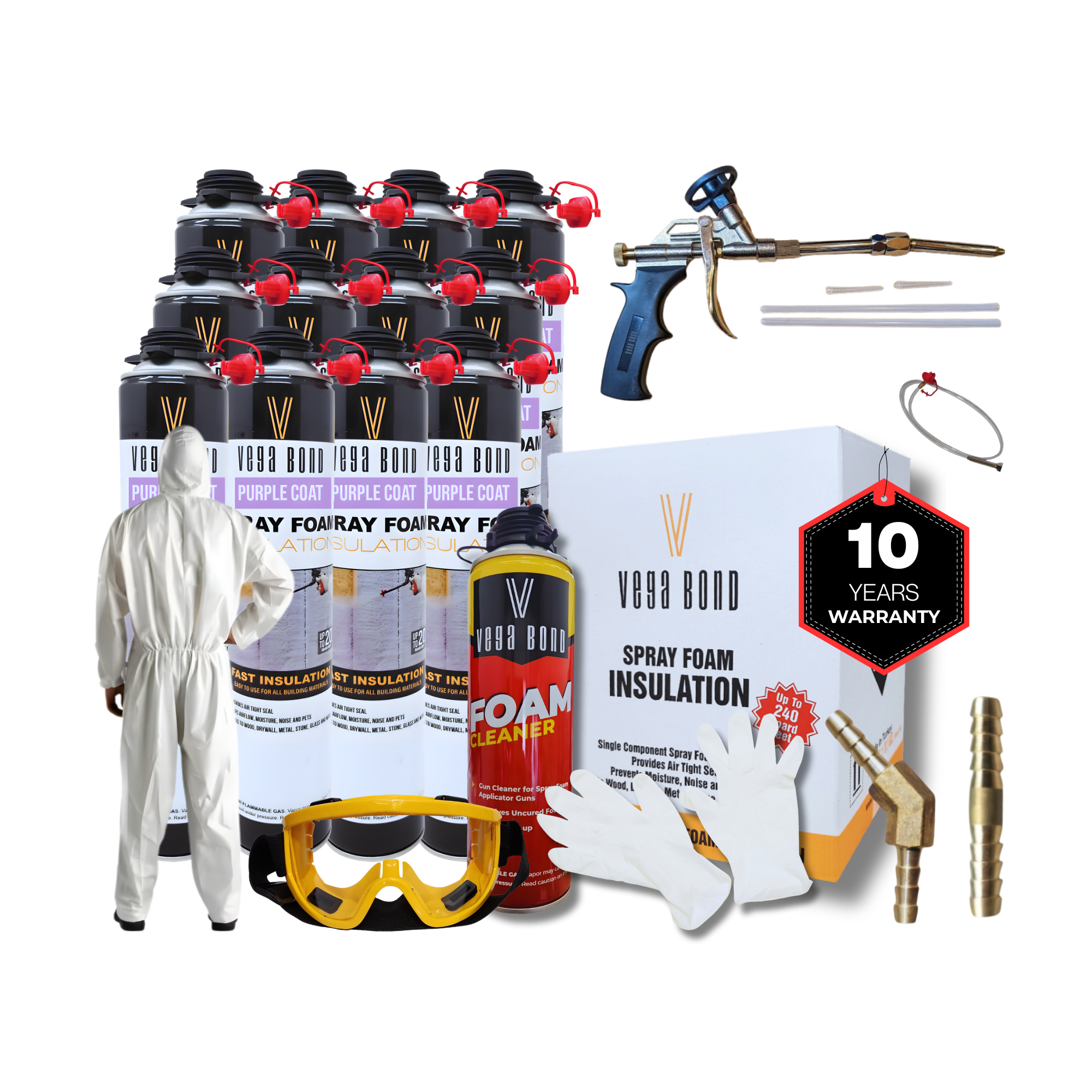 Vega Bond Purplecoat Single Component Closed Cell Spray Foam Insulation Kit (Covers 20 Board Feet Per Can at 1 inch thickness)