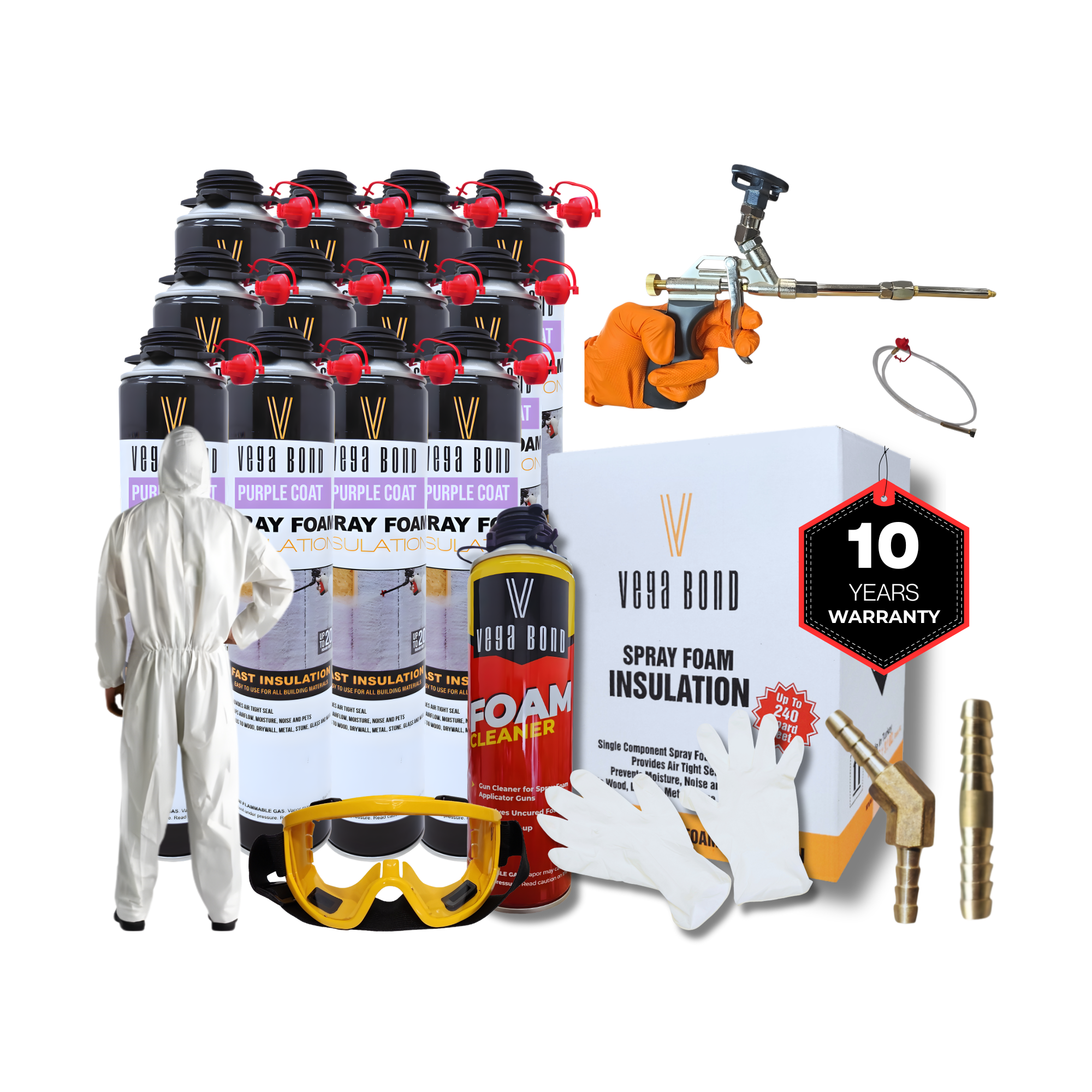 Vega Bond Purplecoat Single Component Closed Cell Spray Foam Insulation Kit (Covers 20 Board Feet Per Can at 1 inch thickness)