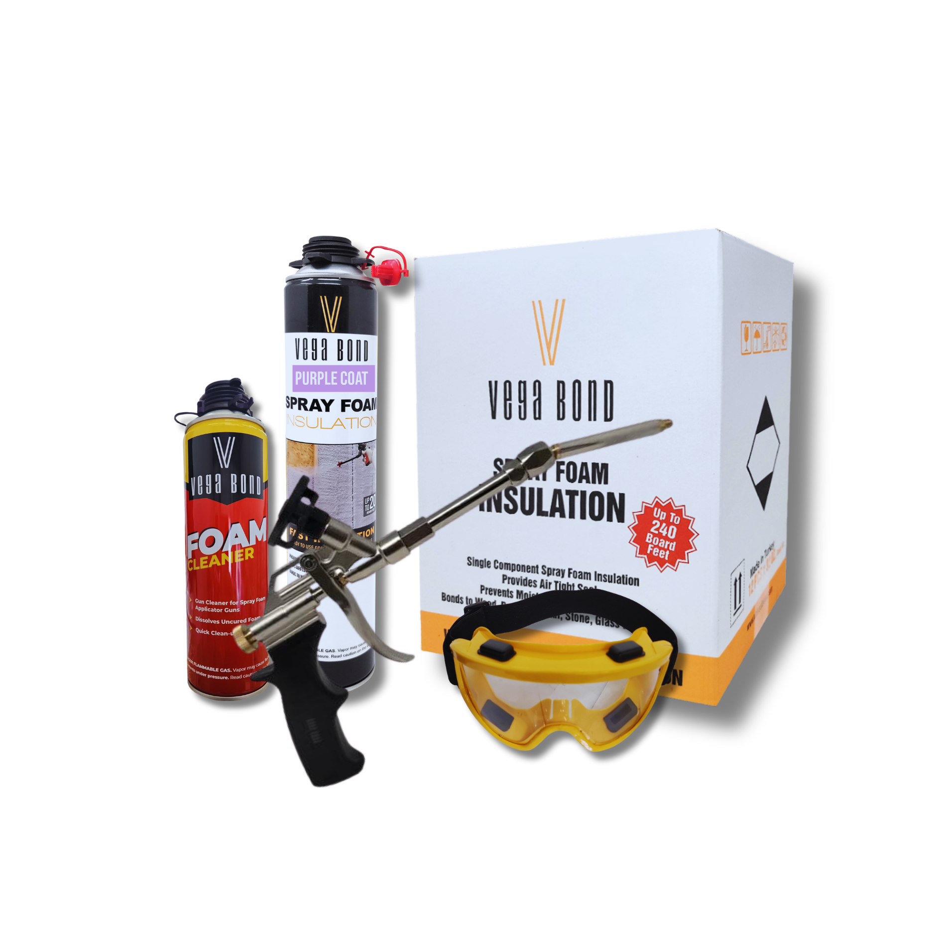 Vega Bond Purplecoat Single Component Closed Cell Spray Foam Insulation Kit (Covers 20 Board Feet Per Can at 1 inch thickness)