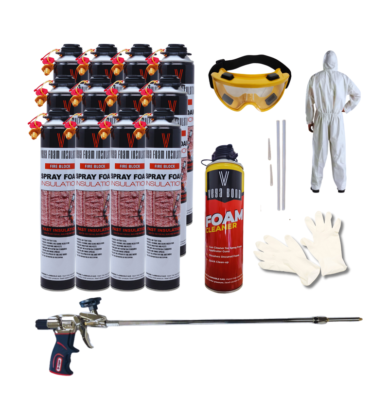 Fire Block Spray Foam Insulation Kit. Closed Cell Foam Thermal and Sound Insulation. Covers up to 20 sqft at 1 inch per Canister.