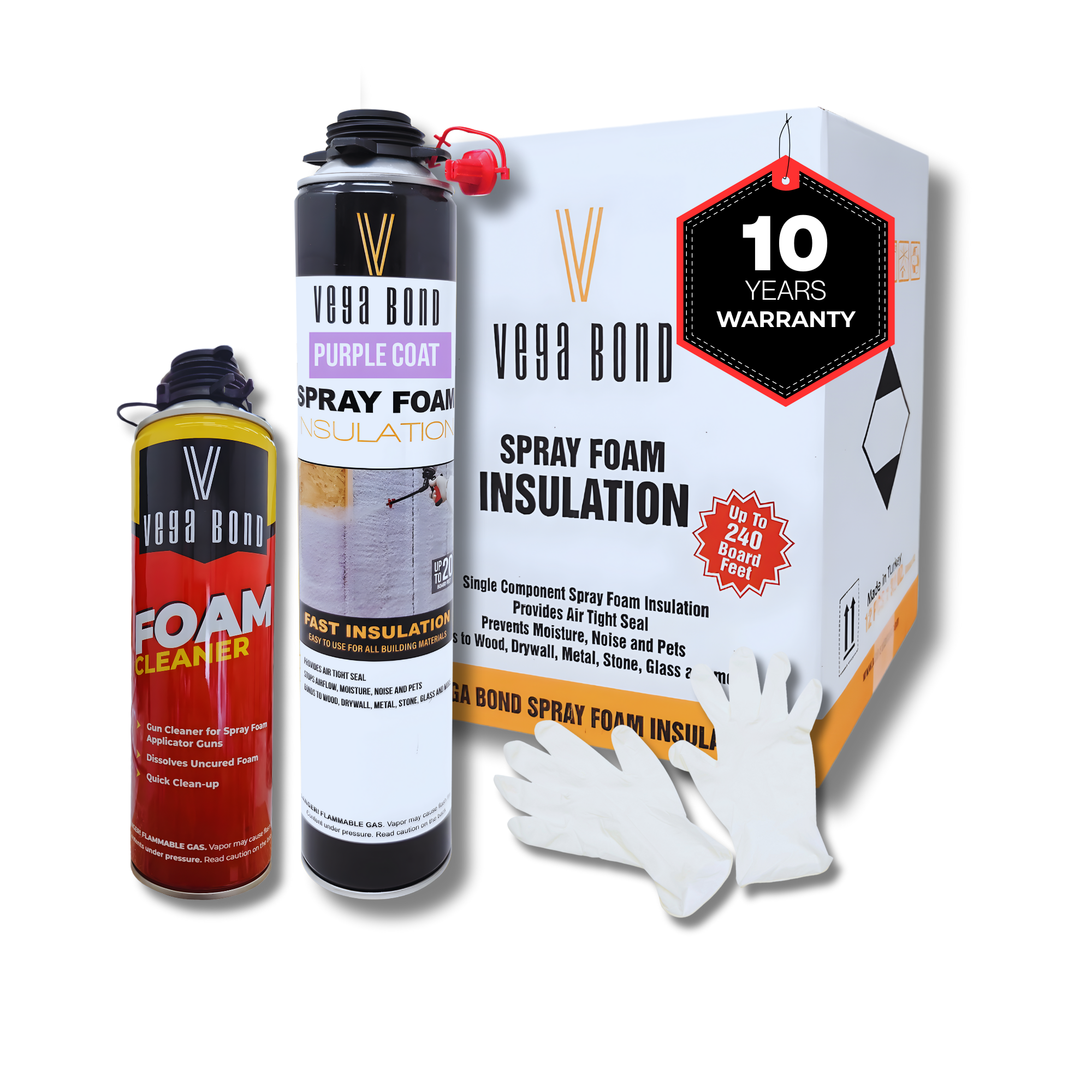 Vega Bond Purplecoat Single Component Closed Cell Spray Foam Insulation Kit (Covers 20 Board Feet Per Can at 1 inch thickness)