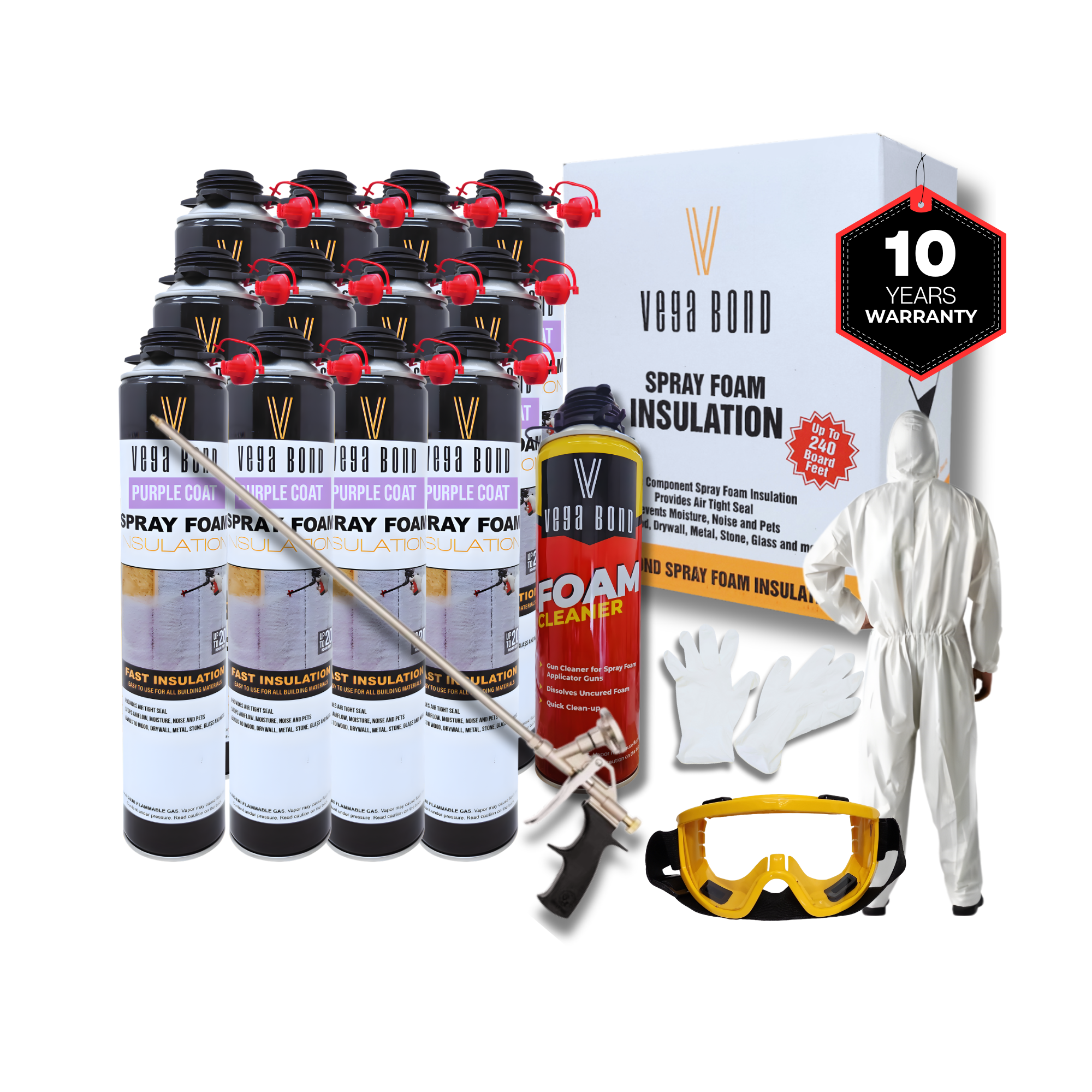 Vega Bond Purplecoat Single Component Closed Cell Spray Foam Insulation Kit (Covers 20 Board Feet Per Can at 1 inch thickness)
