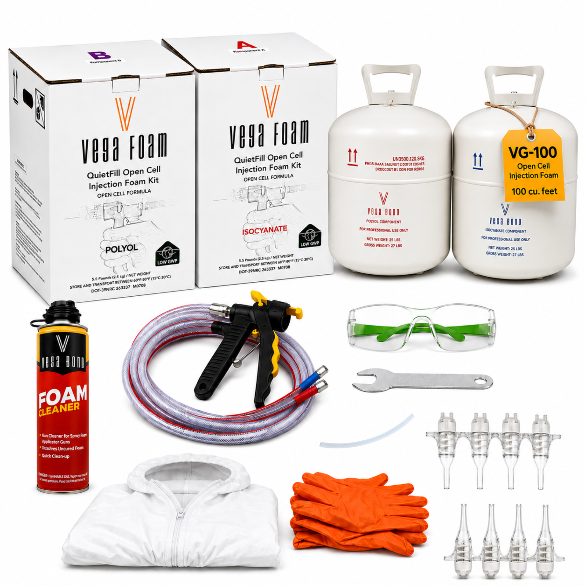 Vega Bond Open-Cell Injection Foam Insulation Kit – Slow-Rise Retrofit Wall Cavity Foam for Existing Walls