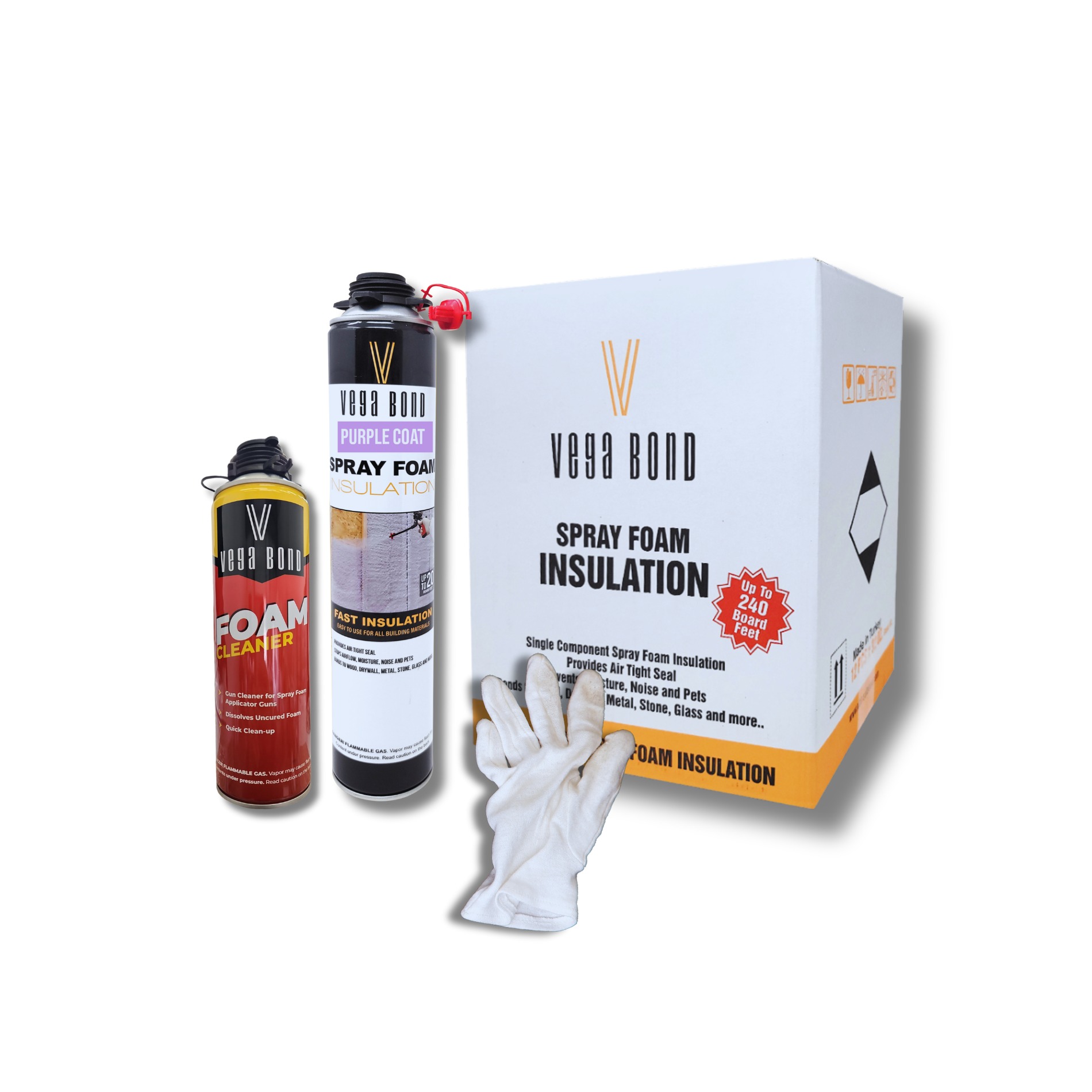 Vega Bond Purplecoat Single Component Closed Cell Spray Foam Insulation Kit (Covers 20 Board Feet Per Can at 1 inch thickness)