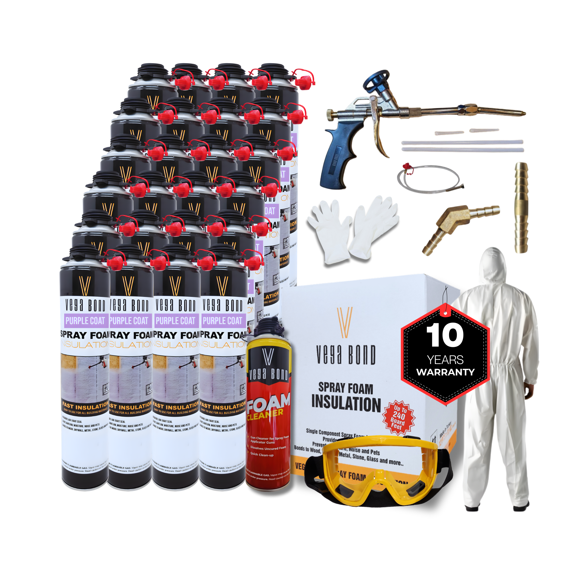 Vega Bond Purplecoat Single Component Closed Cell Spray Foam Insulation Kit (Covers 20 Board Feet Per Can at 1 inch thickness)